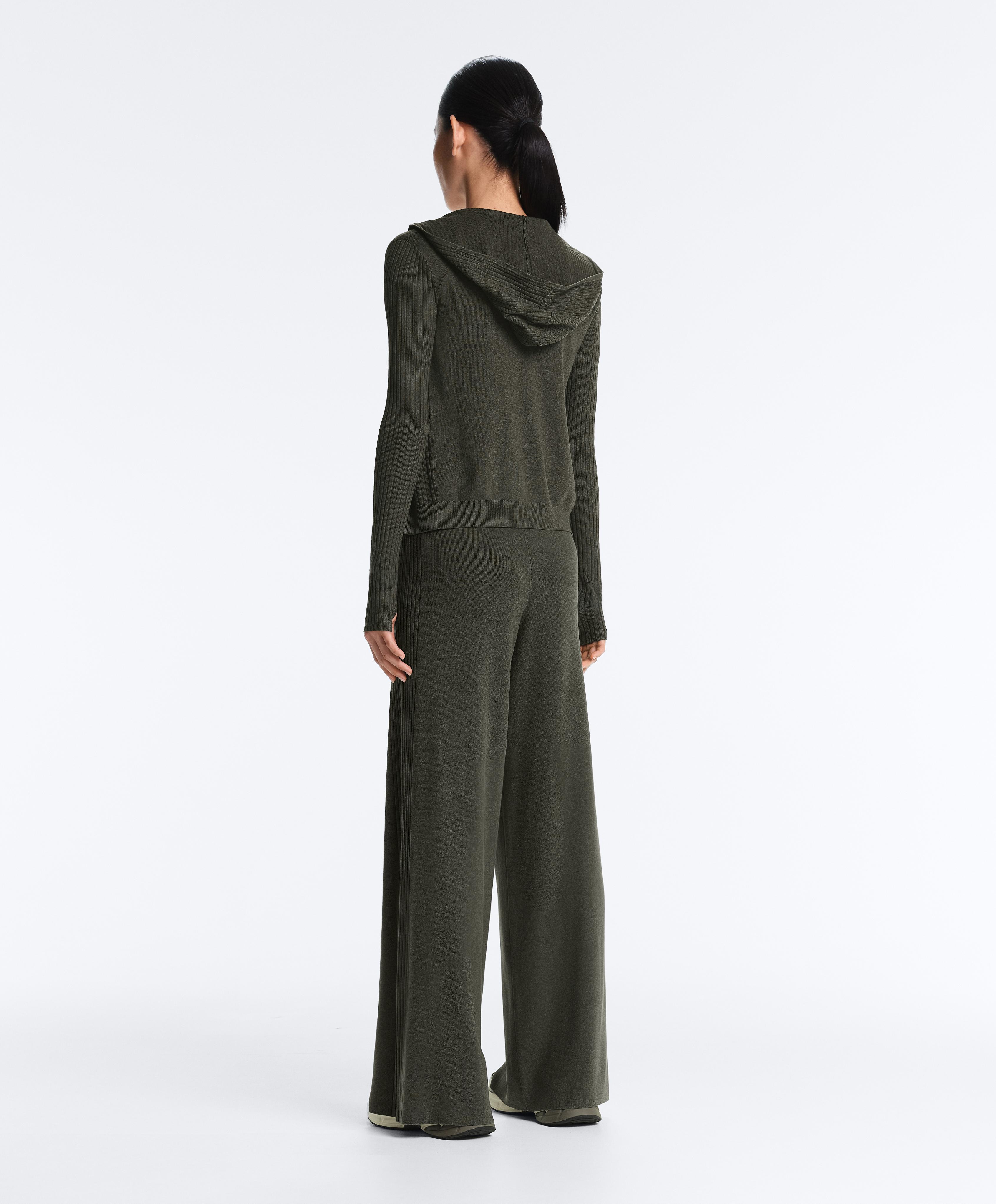 Rib knit straight-leg trousers — GREEN