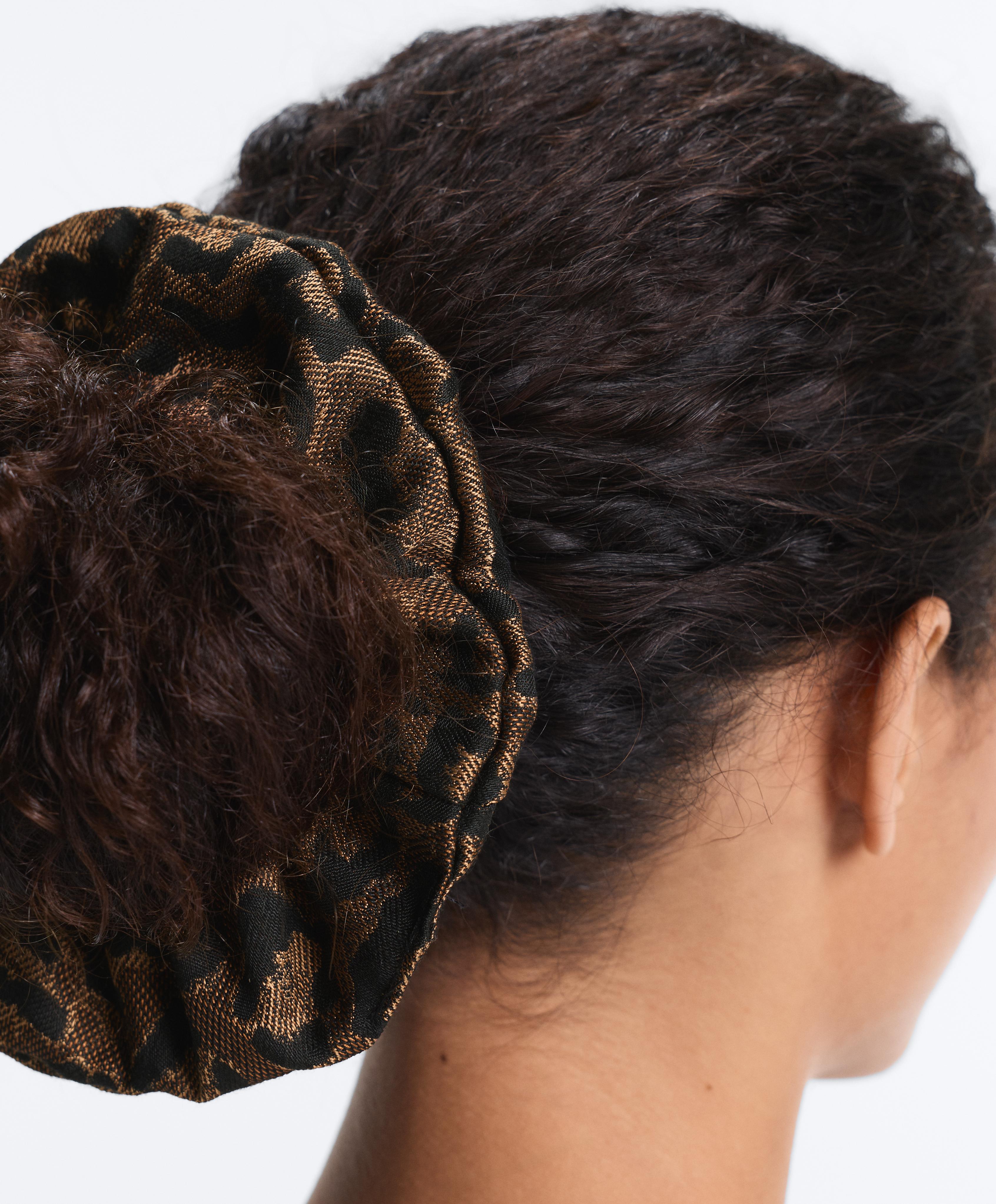 Elástico de cabelo grande jacquard leopardo
