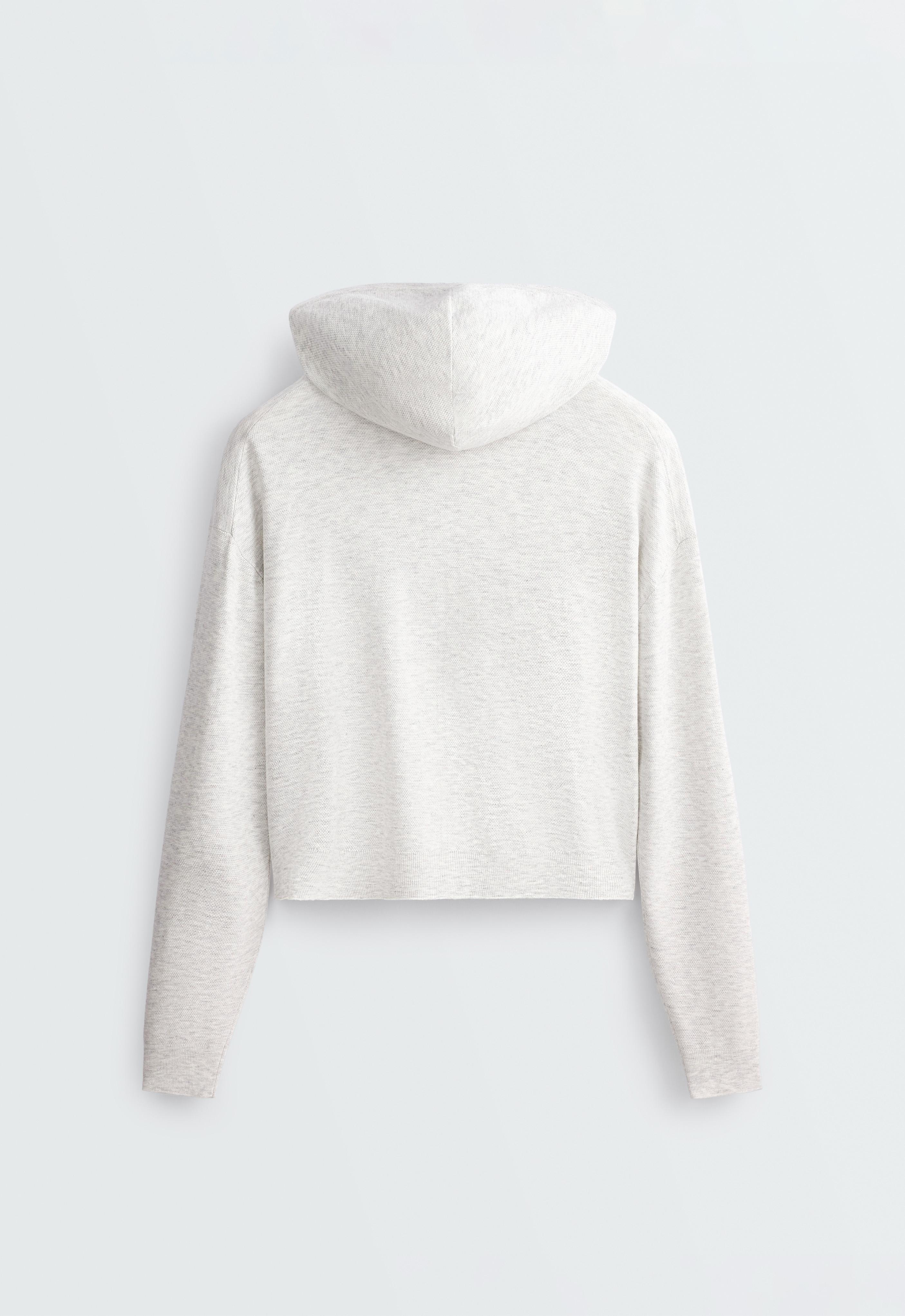 Knit hooded jacket — PALE GREY MELANGE