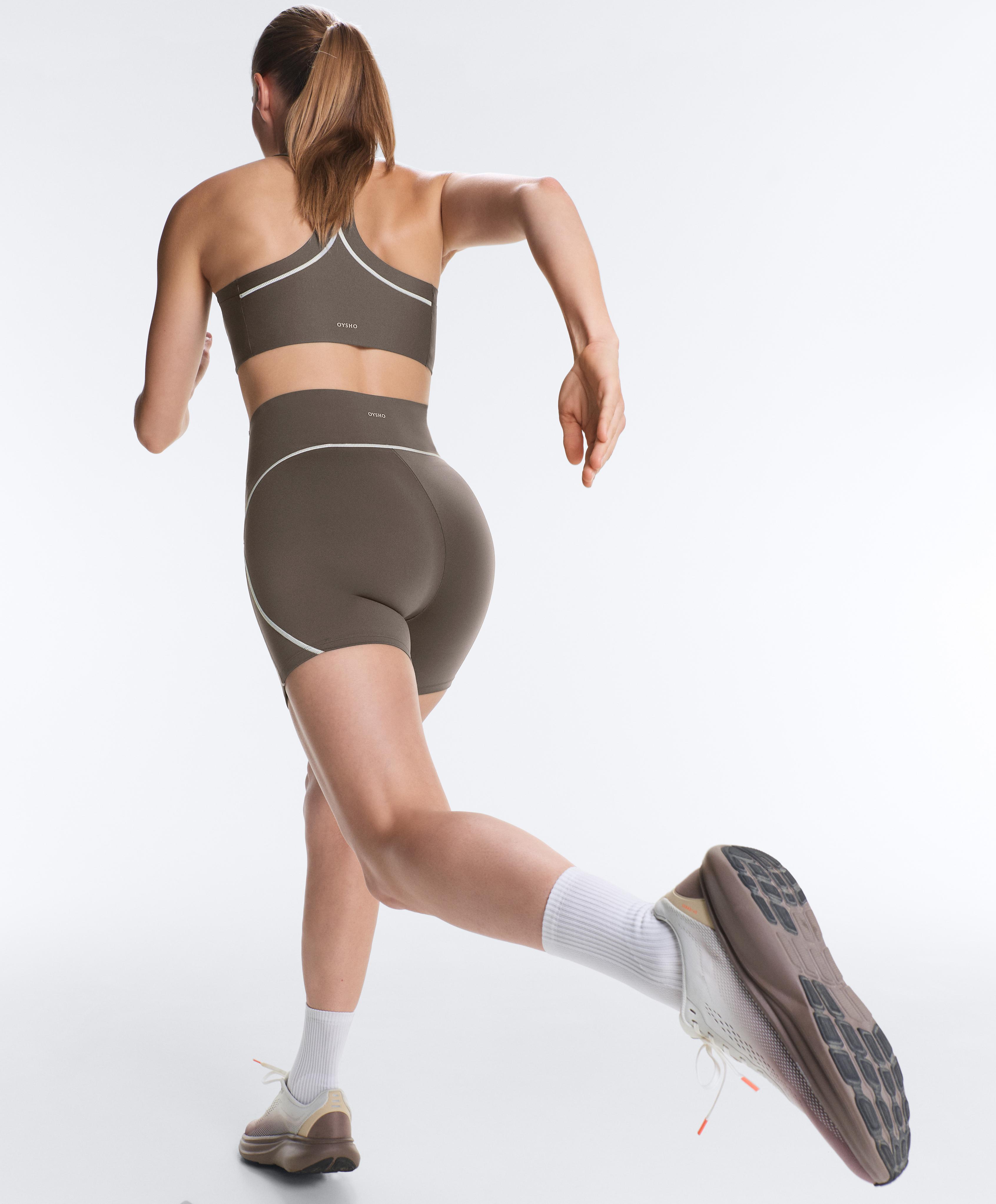 Perfect-adapt 15cm high-rise cycle leggings with seams — CHARCOAL GREY