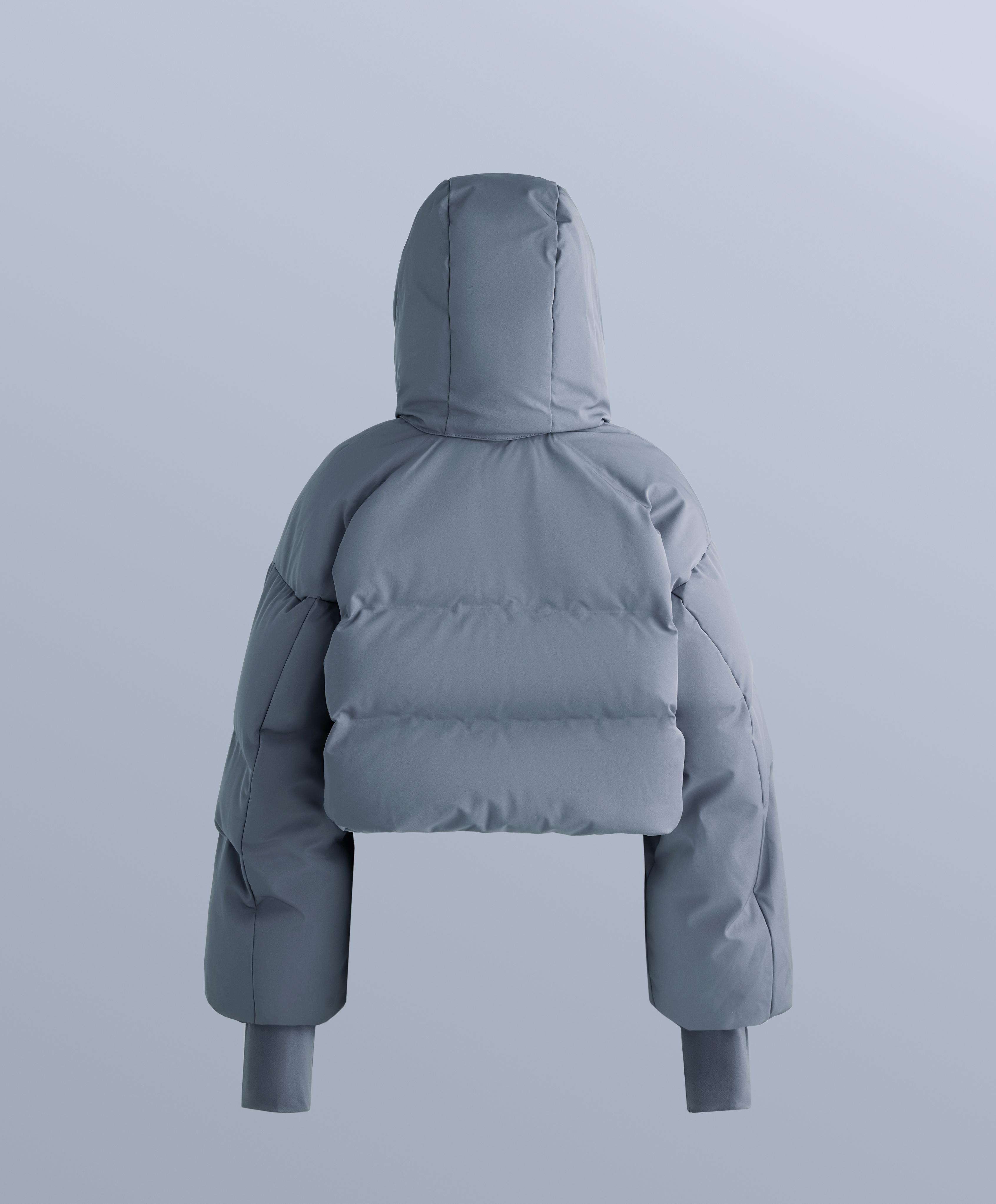 Lightweight 80% down and 20% MINARDI PIUME SKI water-resistant short jacket — GREY-BLUE
