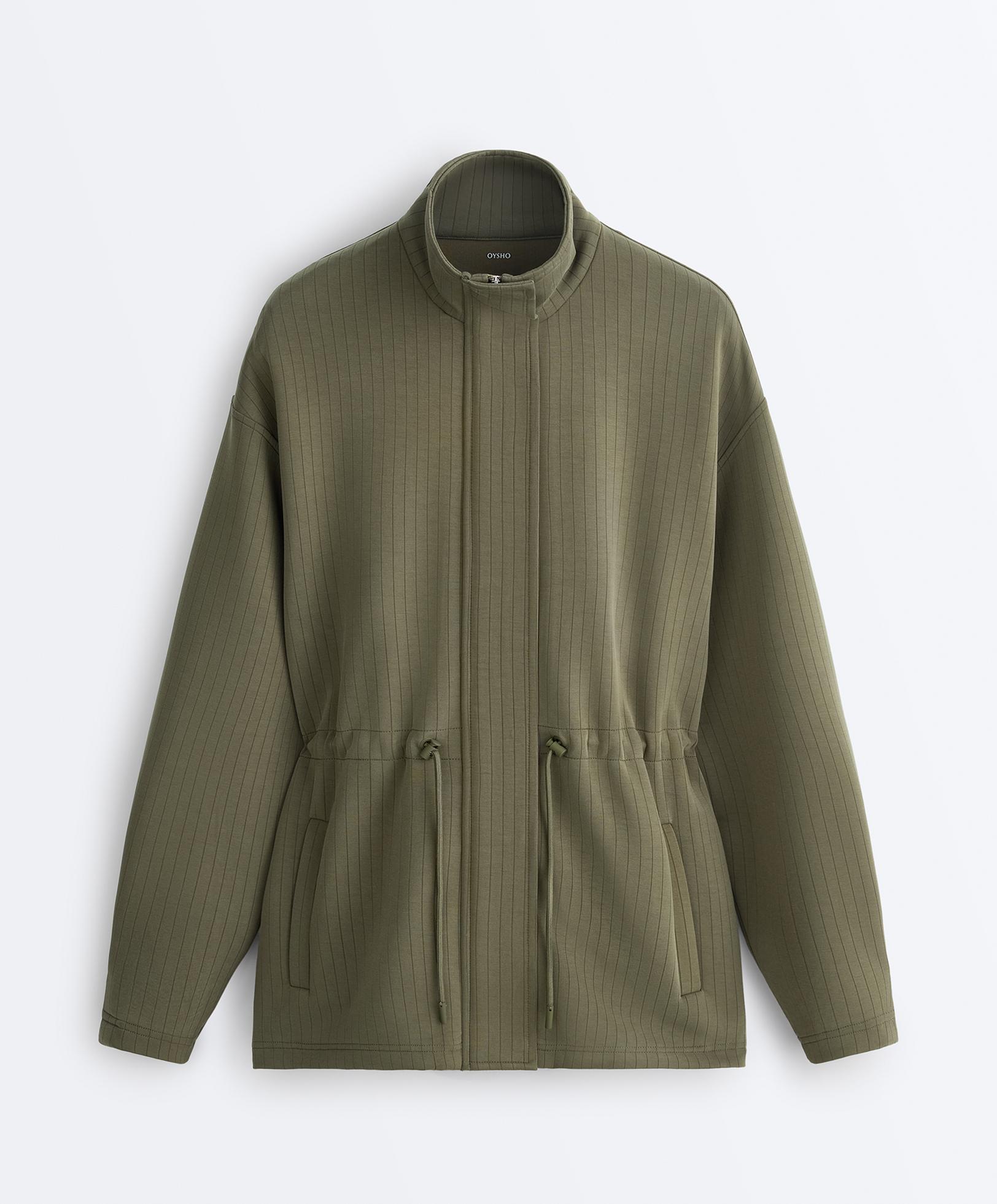 Long Utility jacket with soft-touch modal — KHAKI
