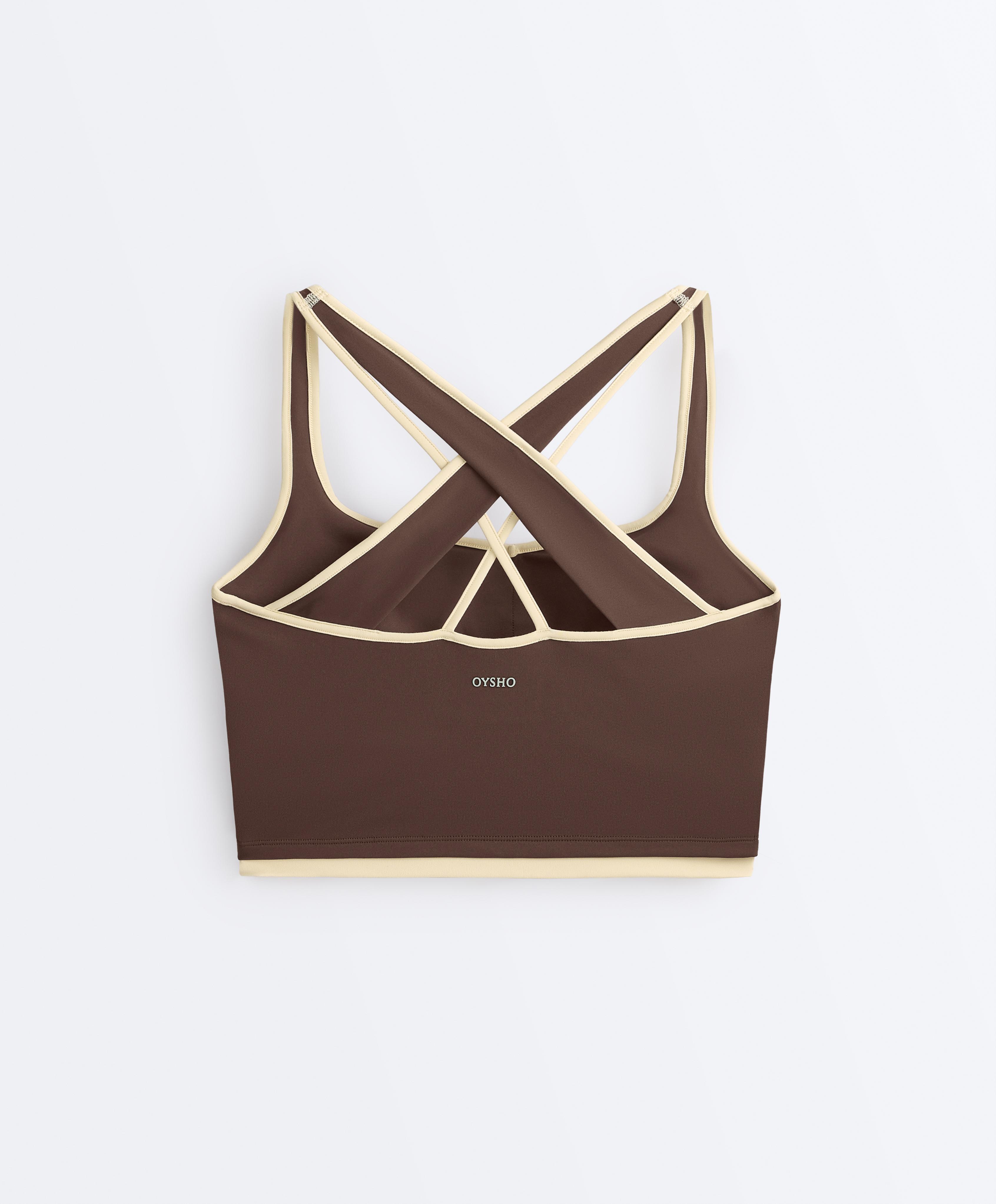 Comfortlux contrast crossover back Tank top — BROWN