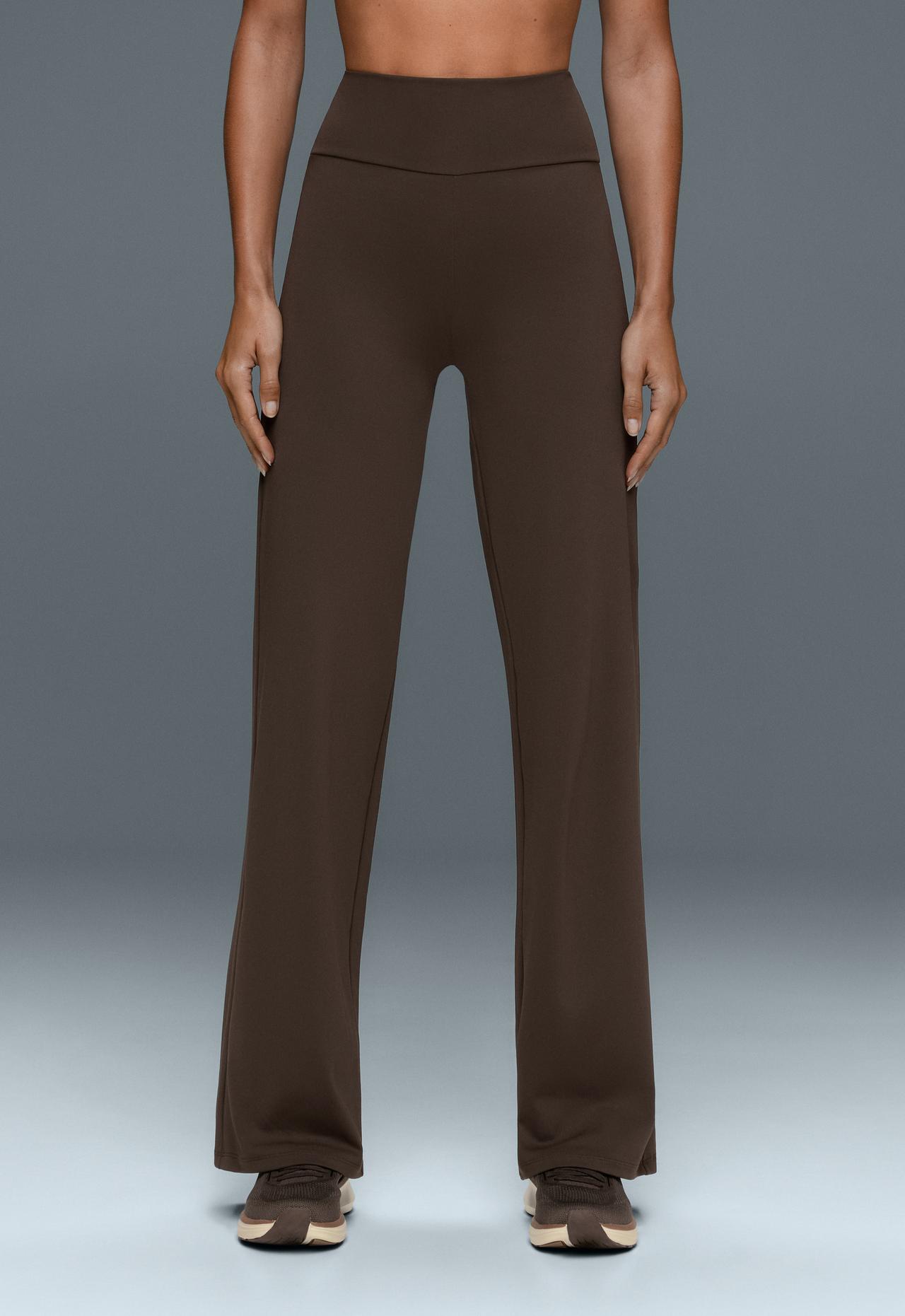 High-rise Comfortlux straight-leg trousers — BROWN
