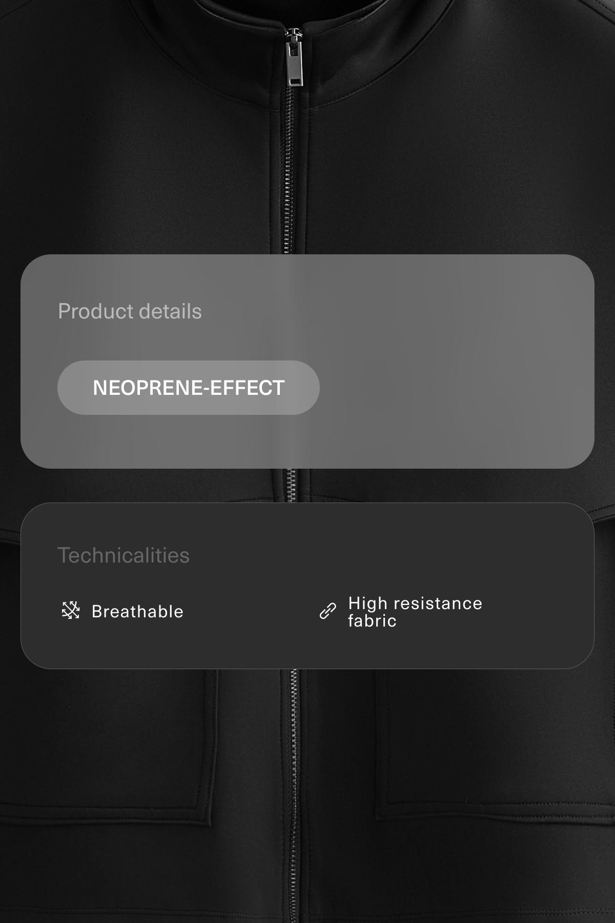 Boxy neoprene-effect jacket — BLACK