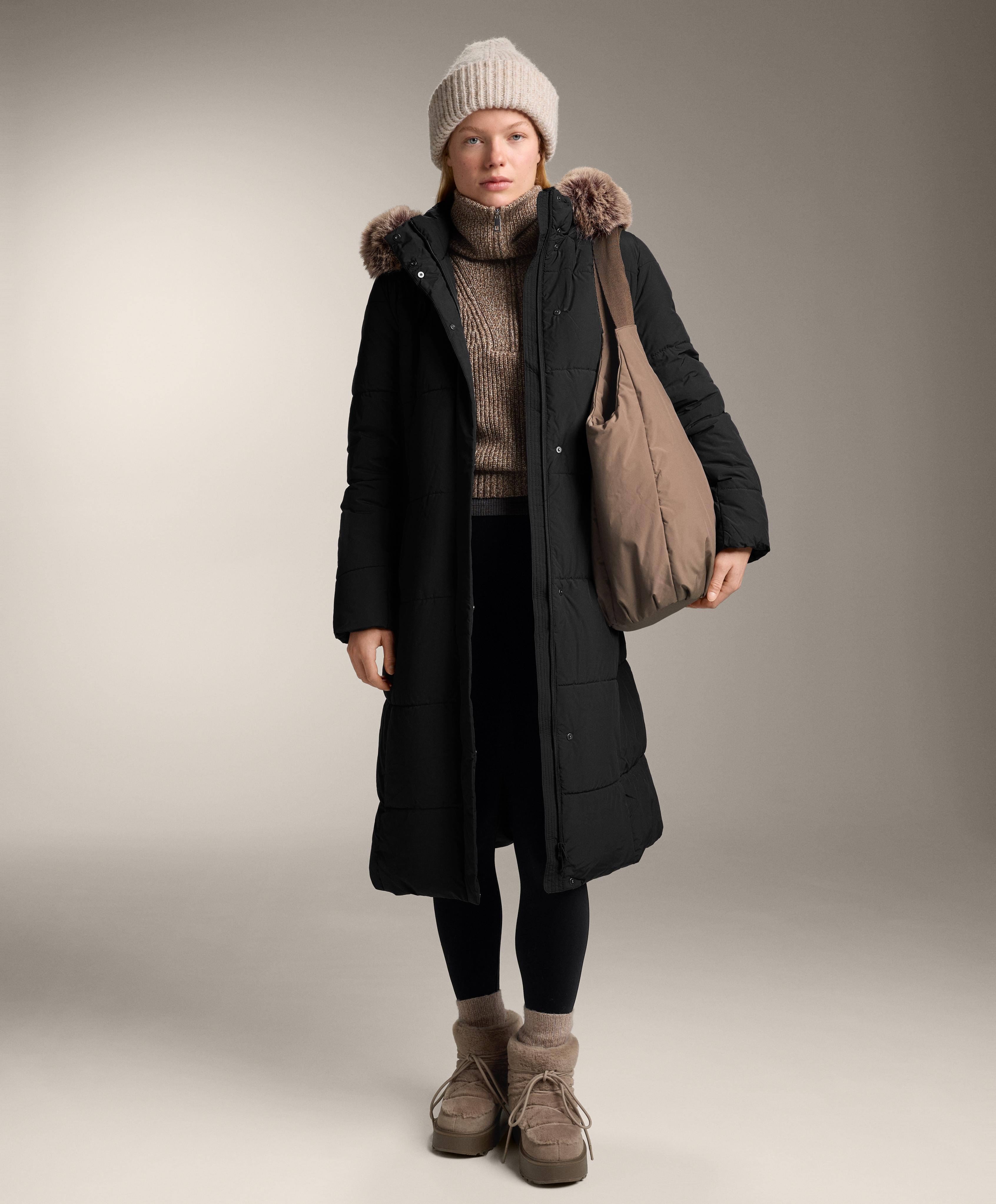 Primaloft® water-repellent long padded jacket — BLACK