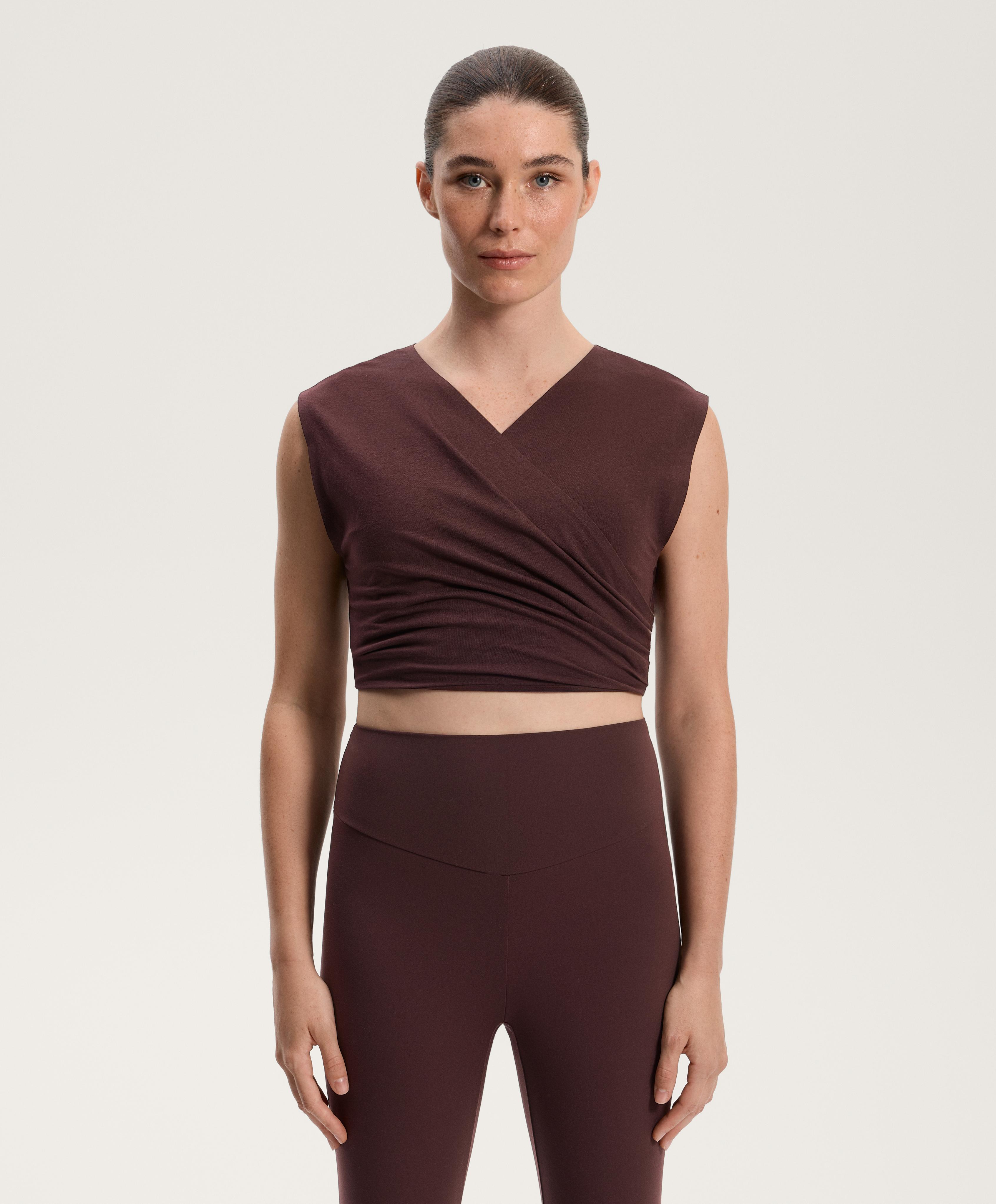 Camiseta crop cruzada mezcla algodón | OYSHO España | Rebajas