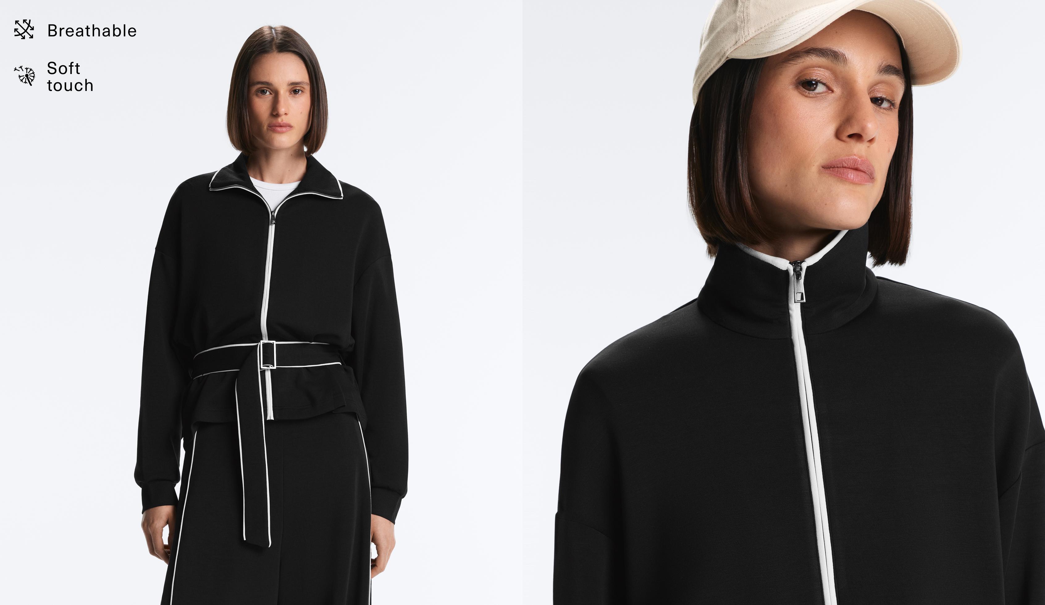 Piping jacket with soft-touch modal Piping jacket with soft-touch modal