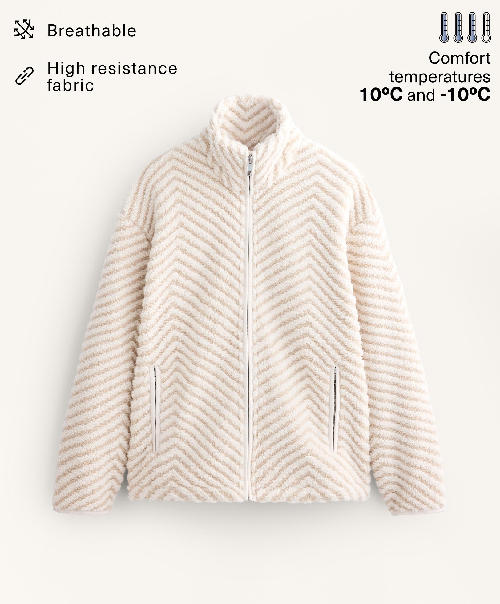 Herringbone faux-shearling jacket