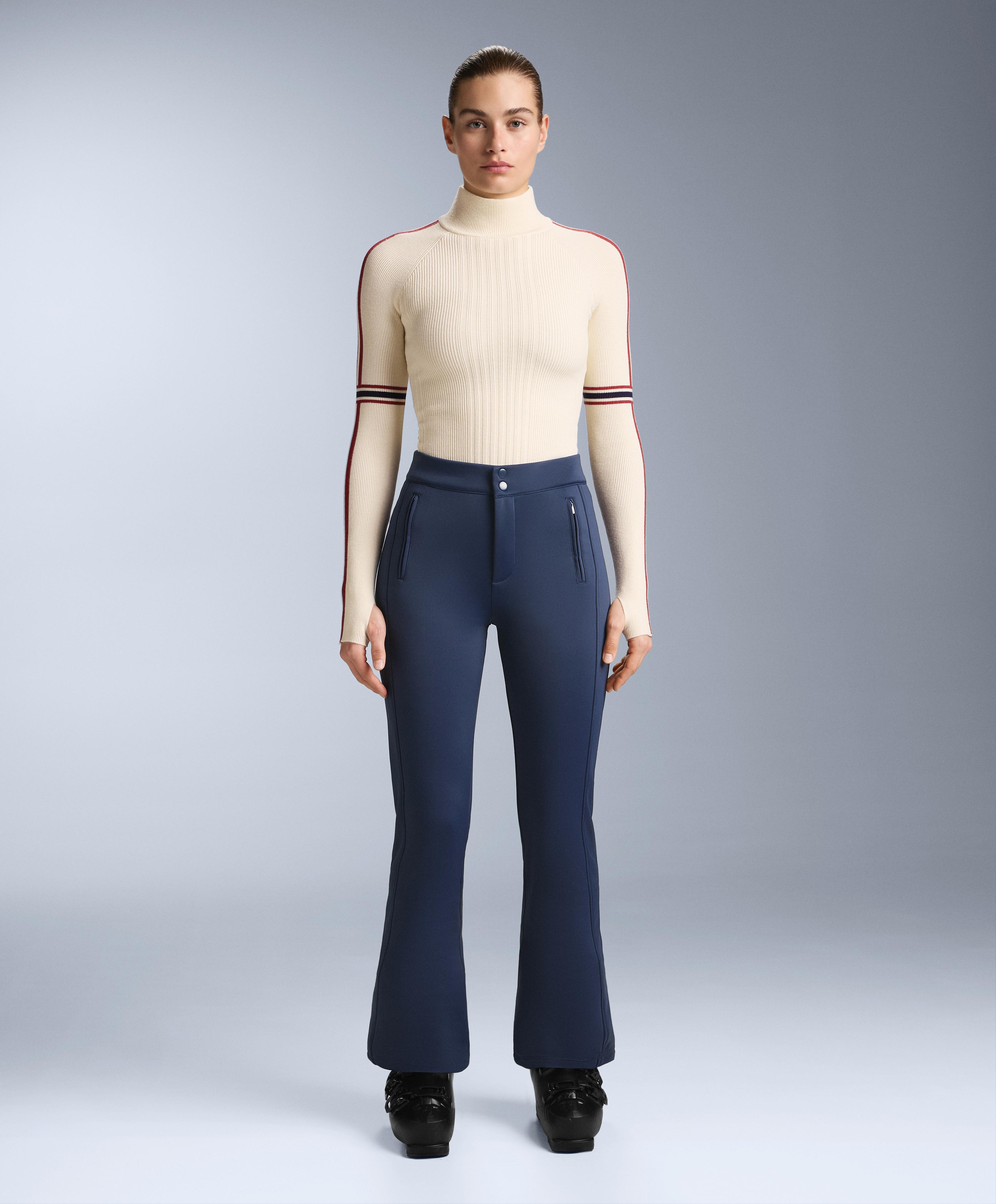 Thermal base layer knit T-shirt with contrast details — ECRU