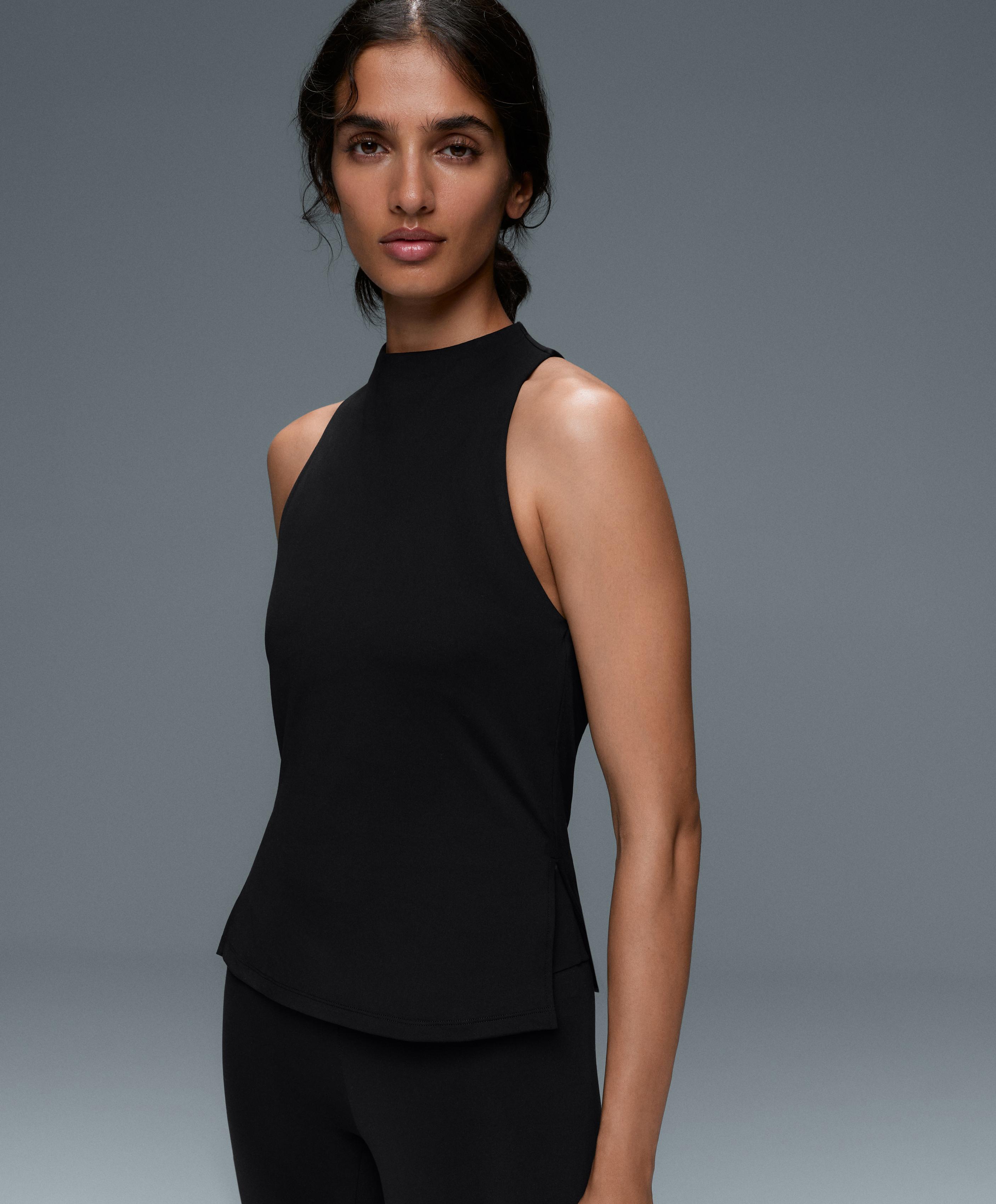 Long Comfortlux halter tank top — BLACK