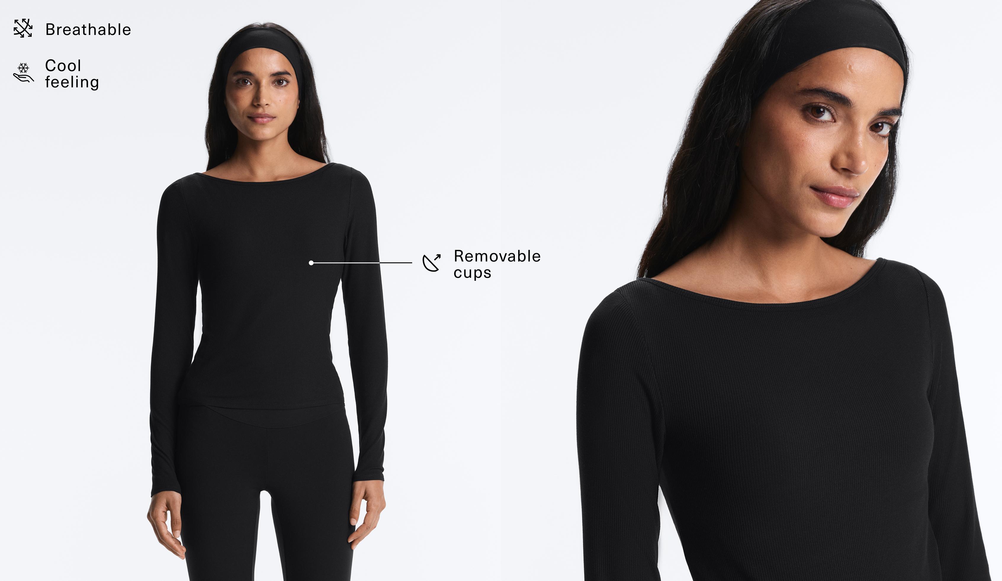 Rib modal blend boat neck T-shirt - Sale Rib modal blend boat neck T-shirt - Sale