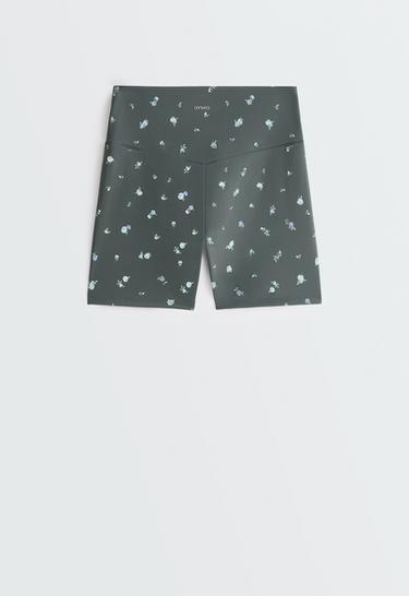 Evermove high-rise 10cm hot pants with floral print — STEEL GREY 11