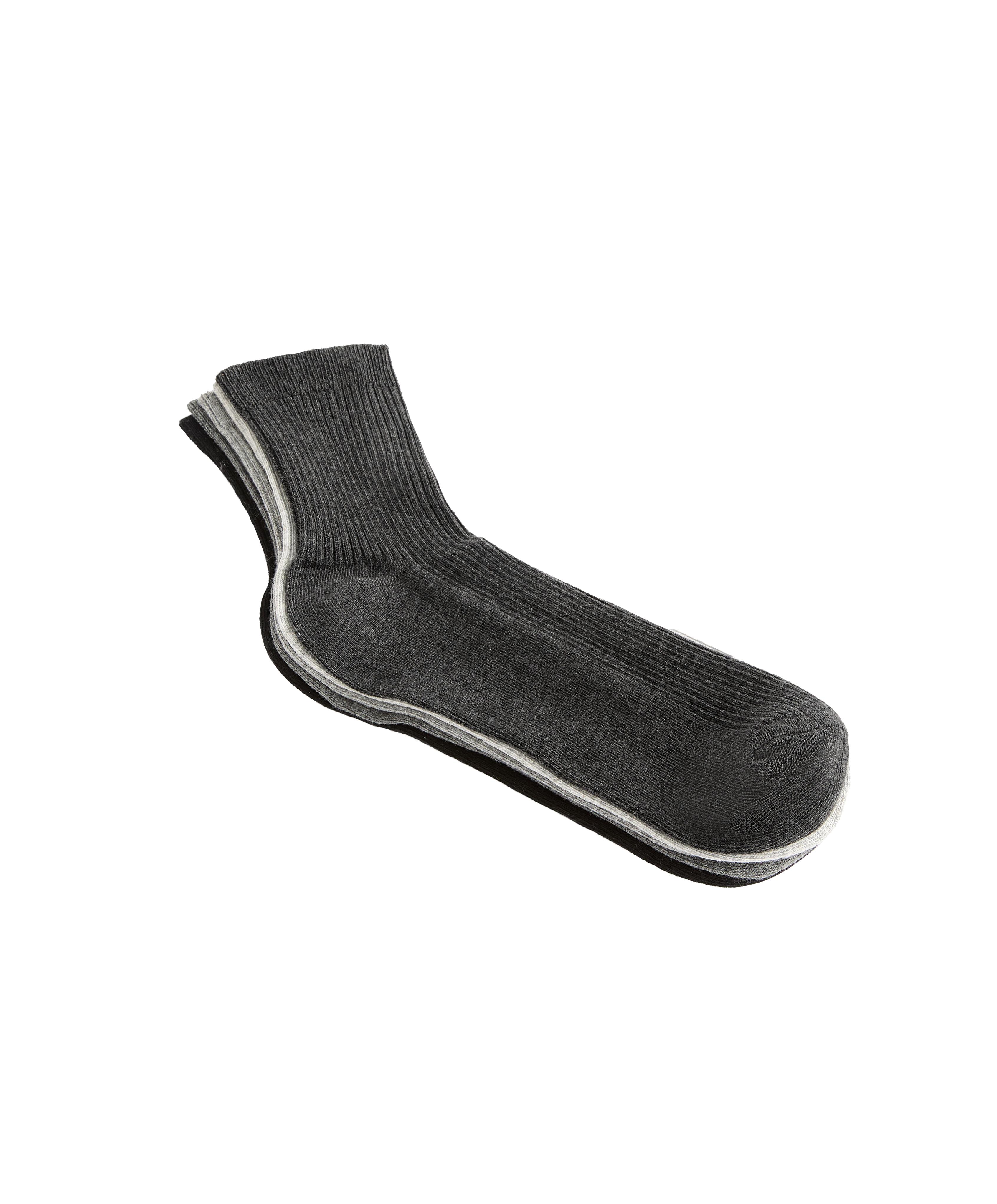 5 pairs of quarter socks with cotton — DARK GREY