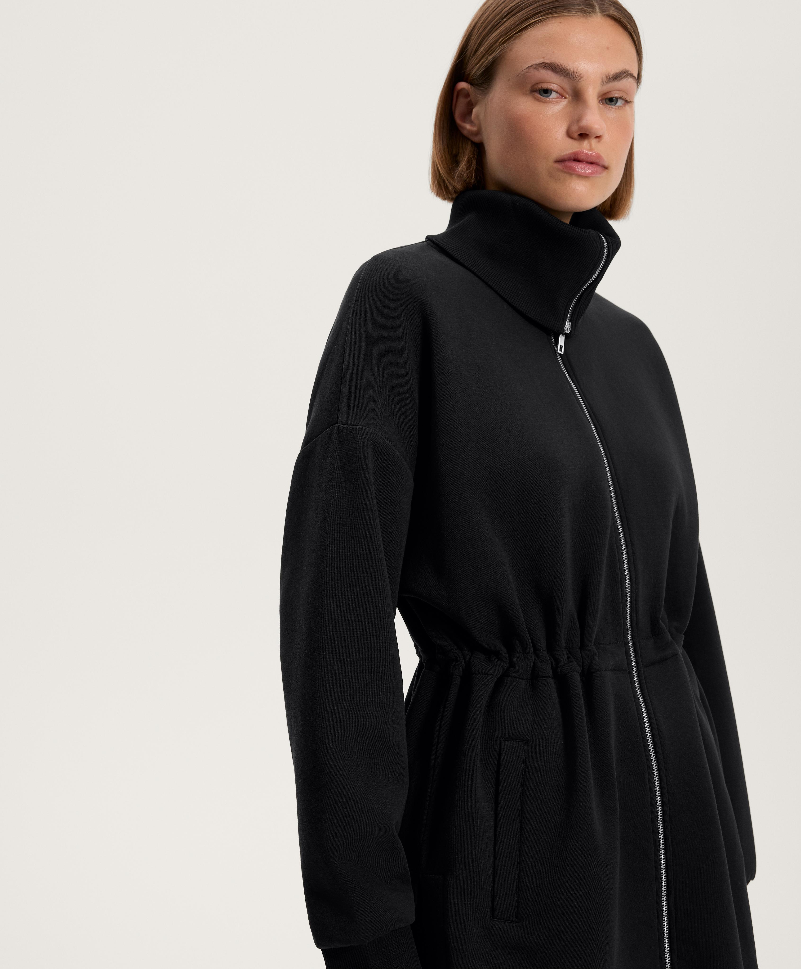 جاكيت طويل بخصر قابل للتعديل وياقة محززة من مزيج القطن - تنزيلات