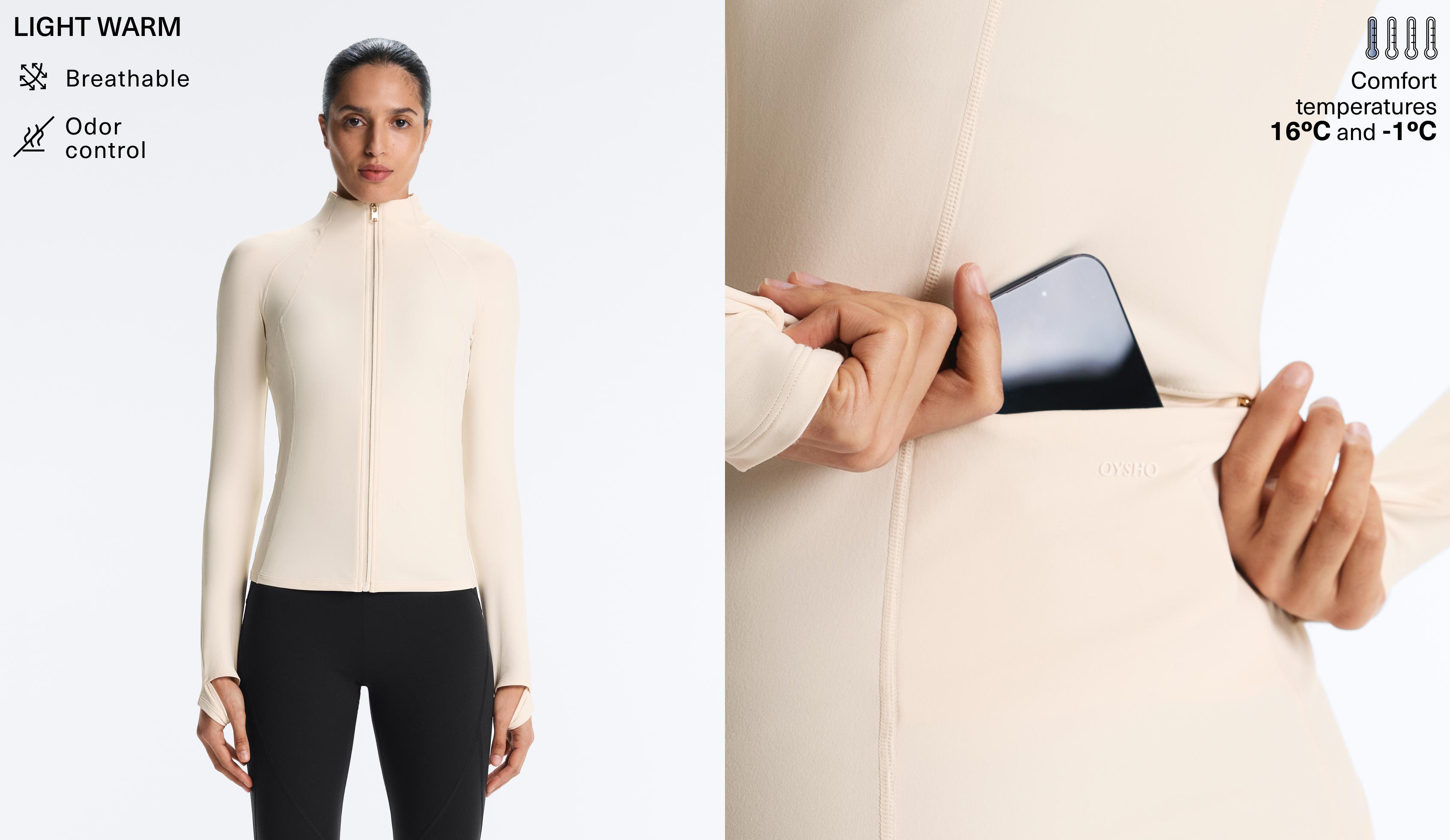 Light warm technical jacket with seams — PALE ECRU