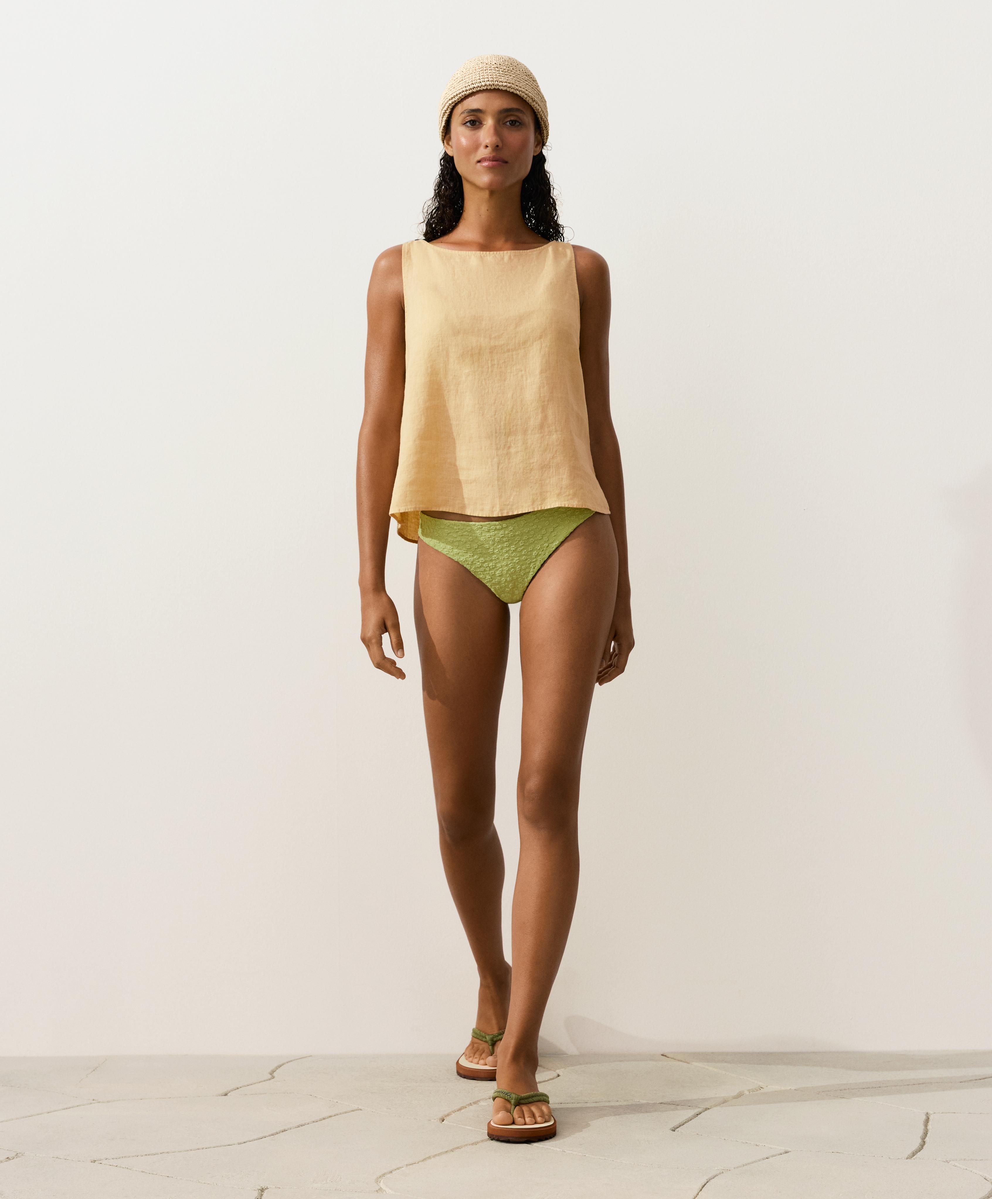 Floral jacquard classic bikini briefs — APPLE GREEN