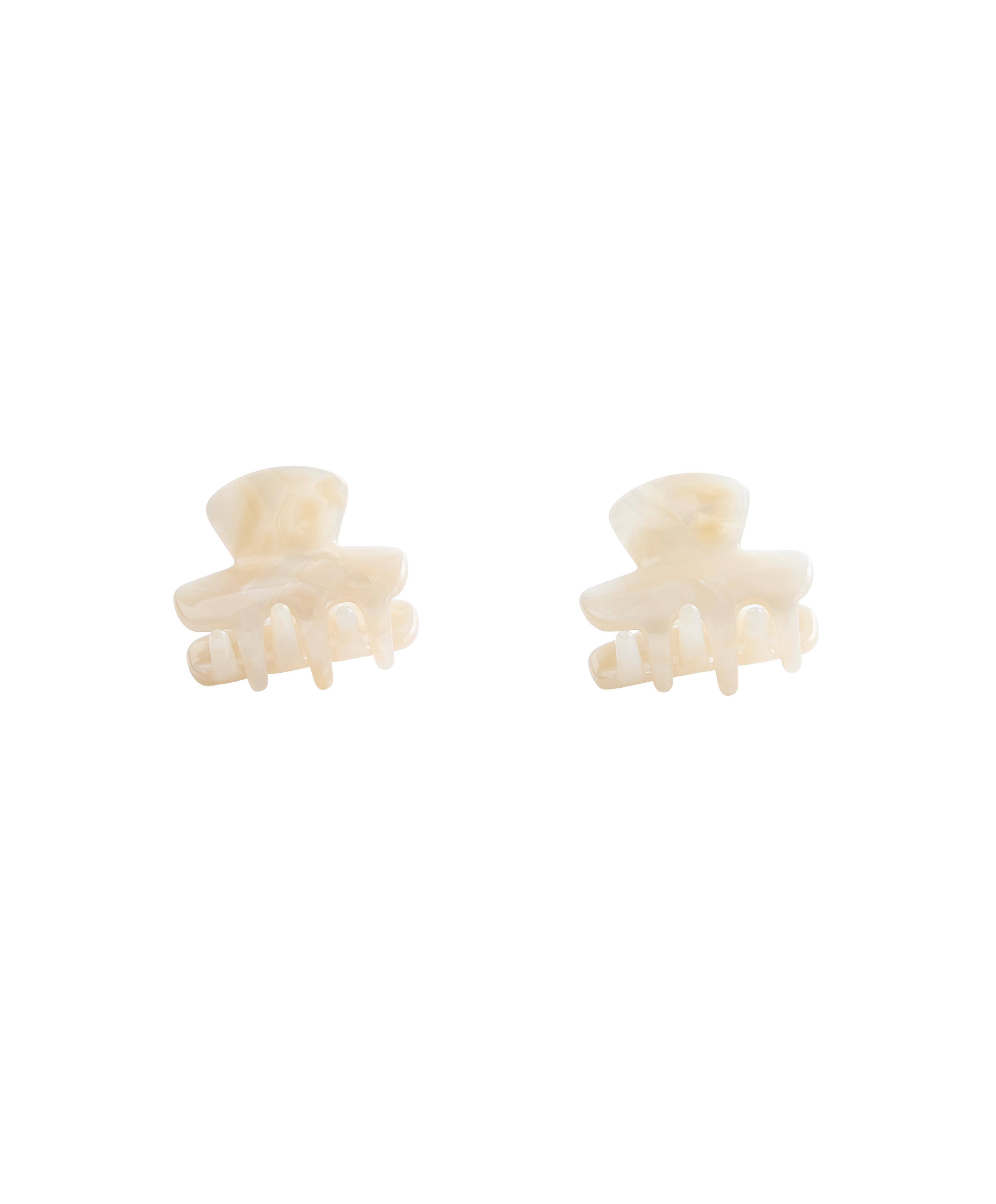 2 mini hair clips — OATMEAL