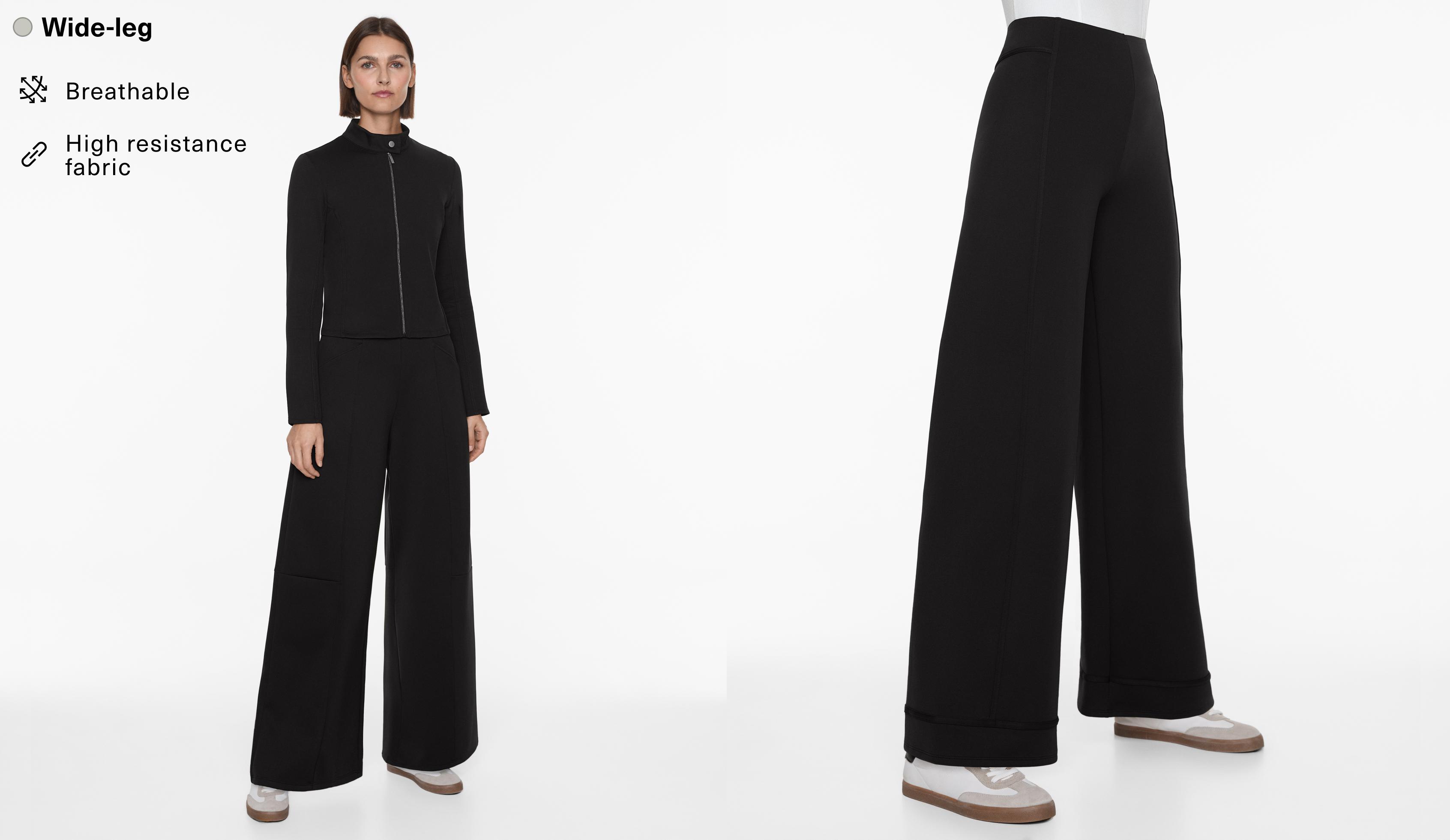 Neoprene-effect wide-leg trousers