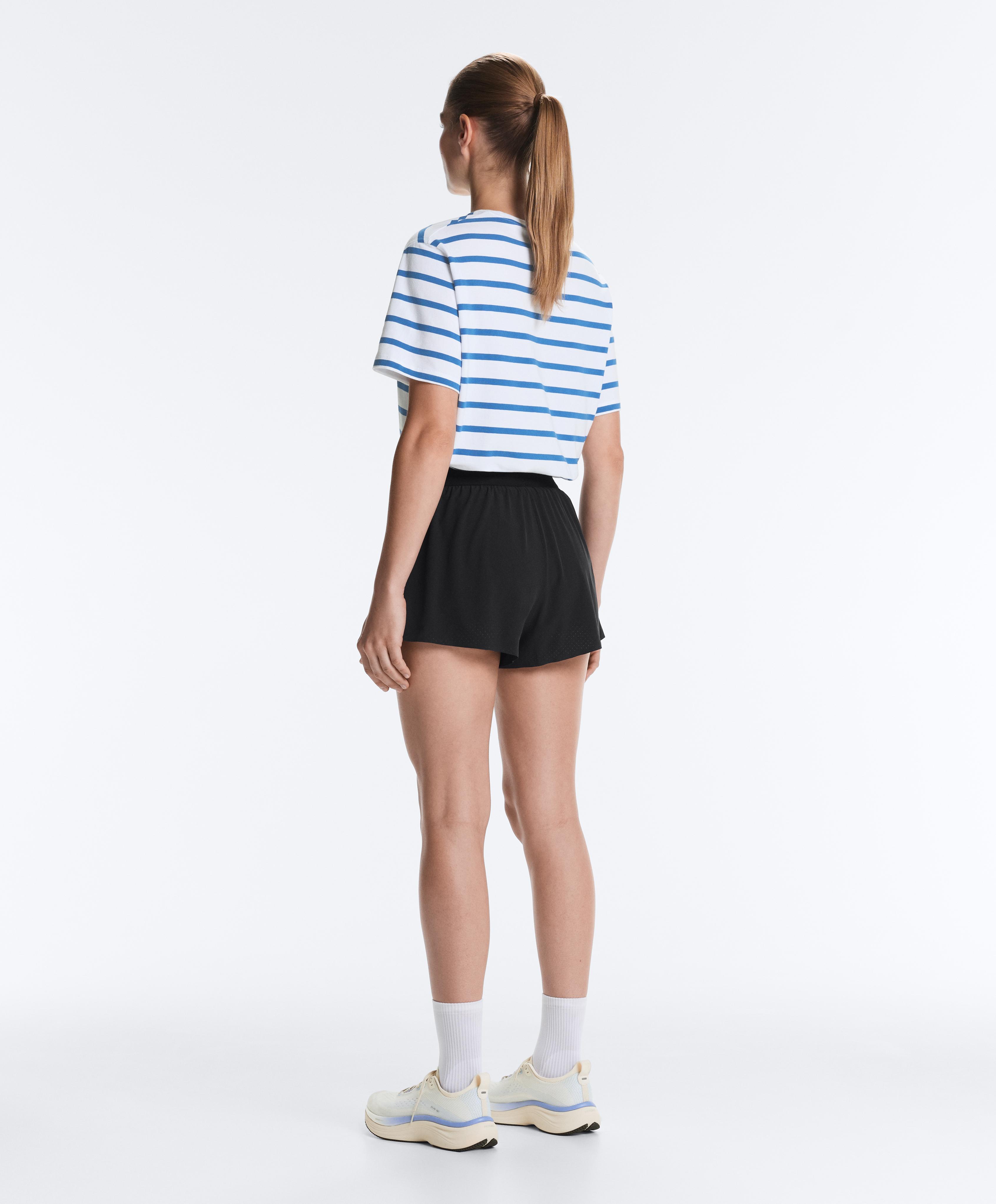 Mid-rise 7cm technical shorts — BLACK