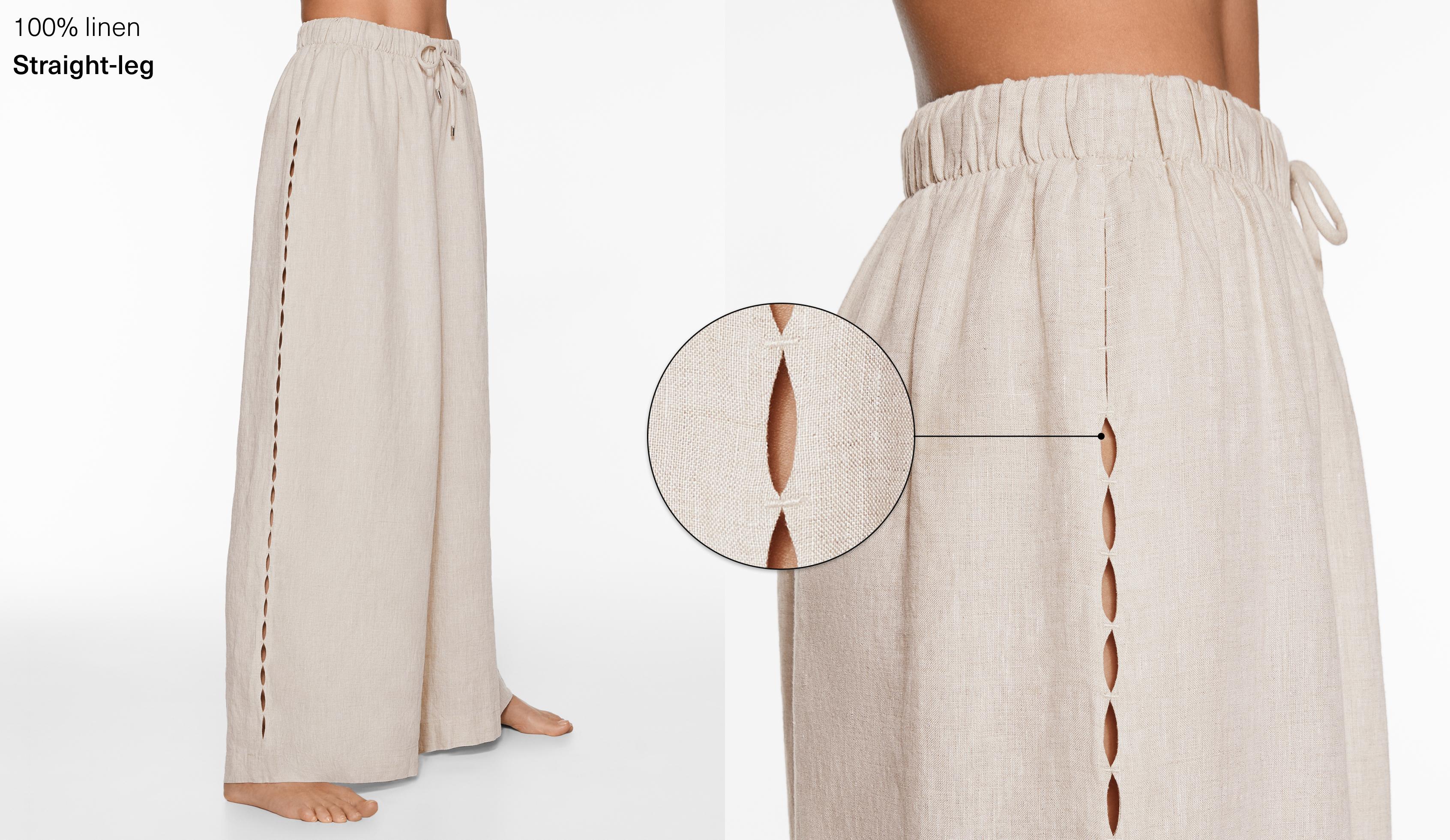 Straight cut 100% linen trousers