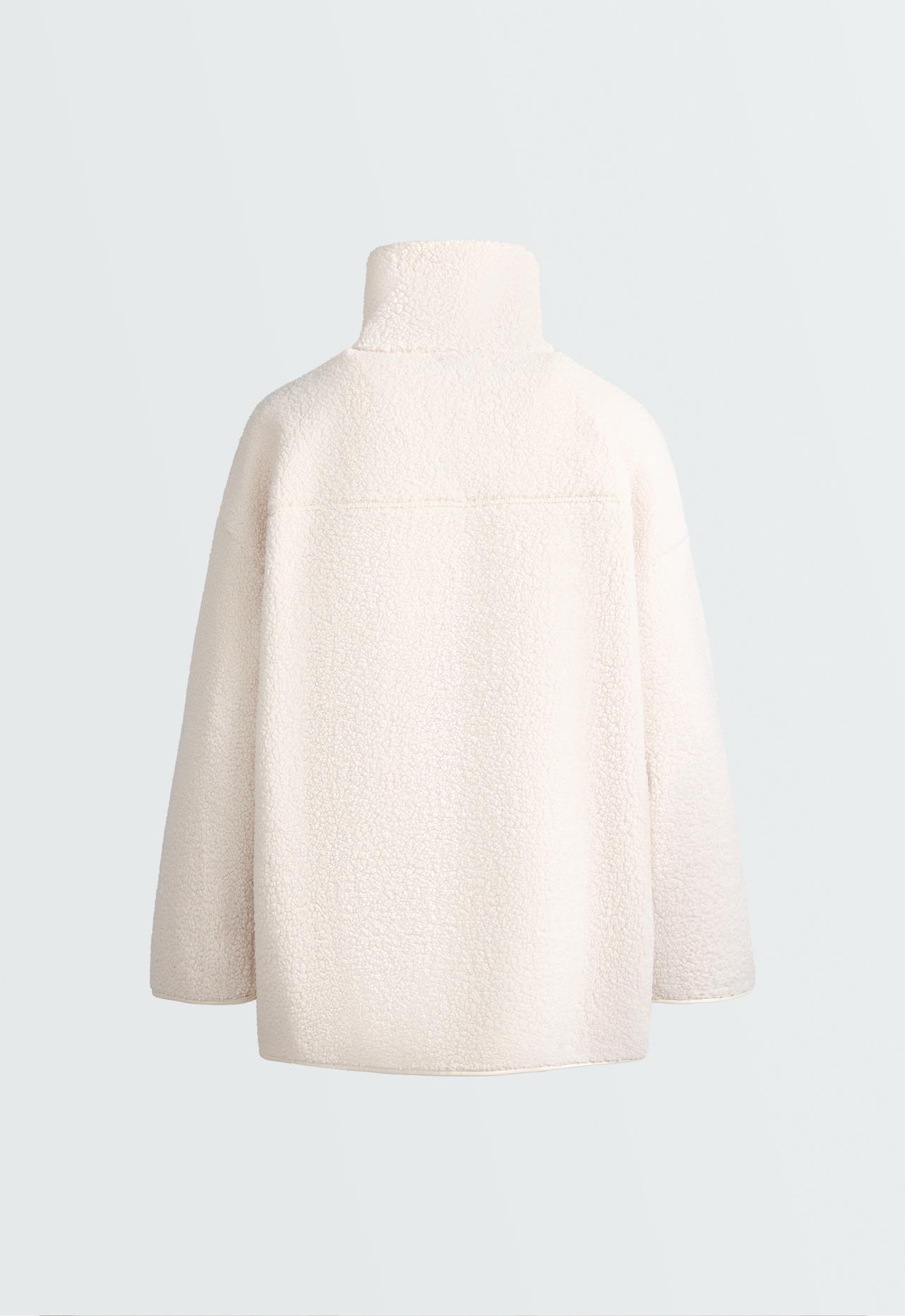 High-neck faux-shearling jacket — ECRU