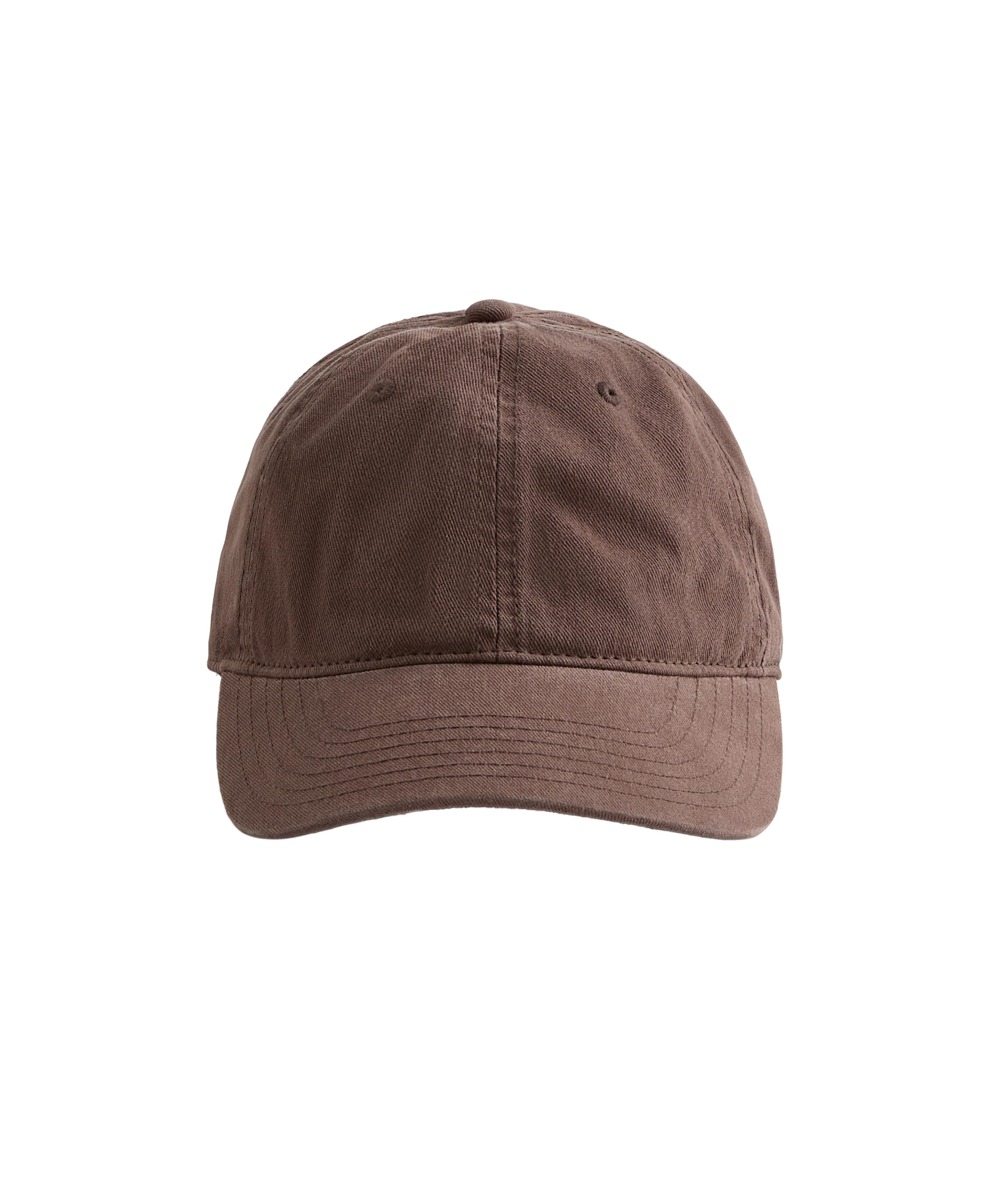 Washed-effect 100% cotton cap with tie — BROWN