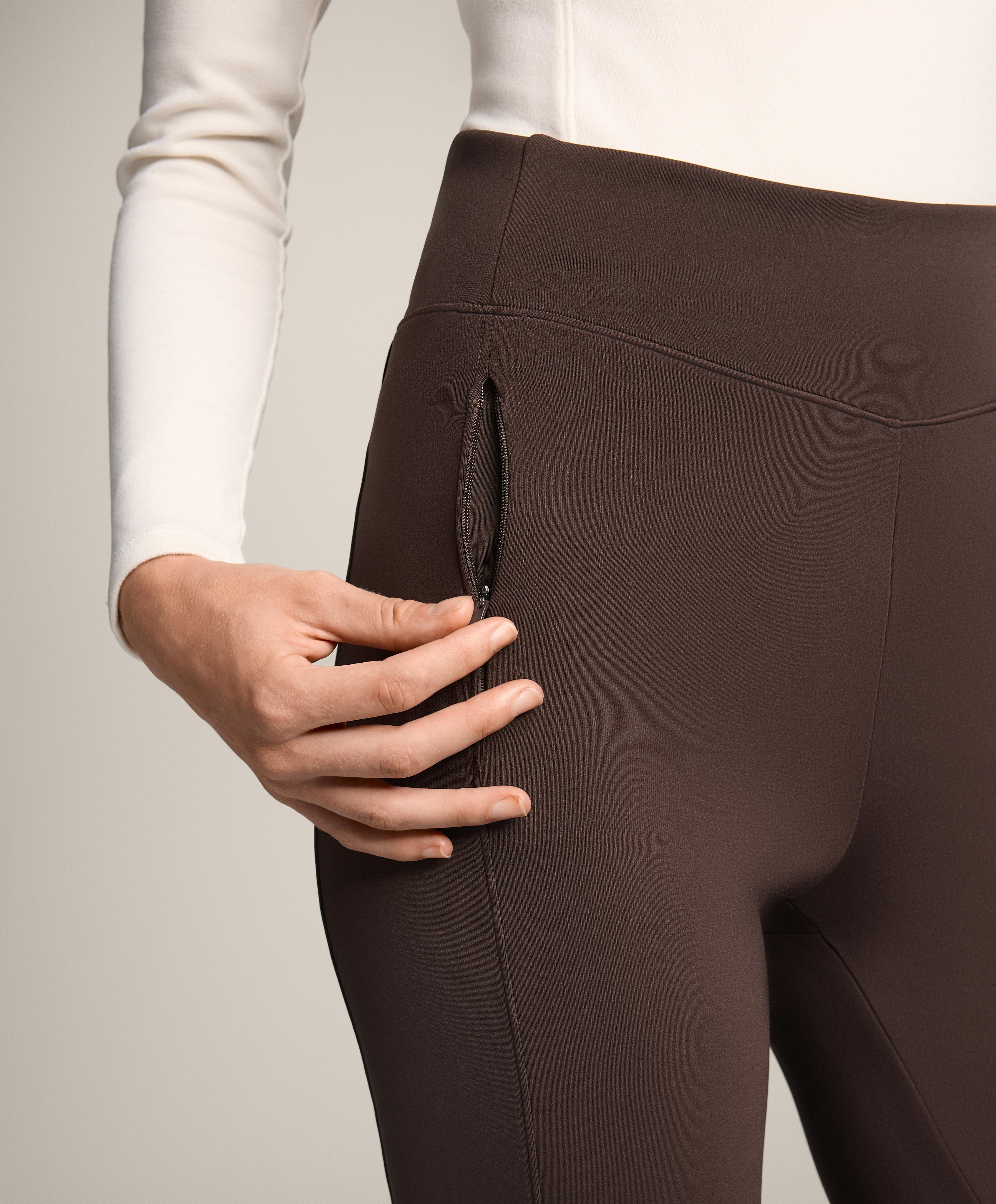 High rise warm flare trousers with pockets — DARK REDDISH‑BROWN