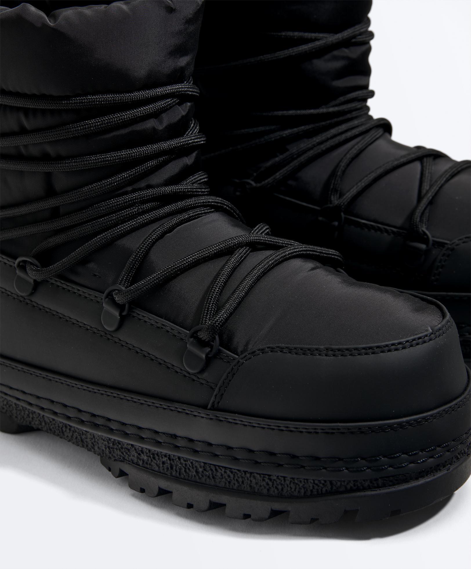 Lace-up nylon après-ski boots — BLACK