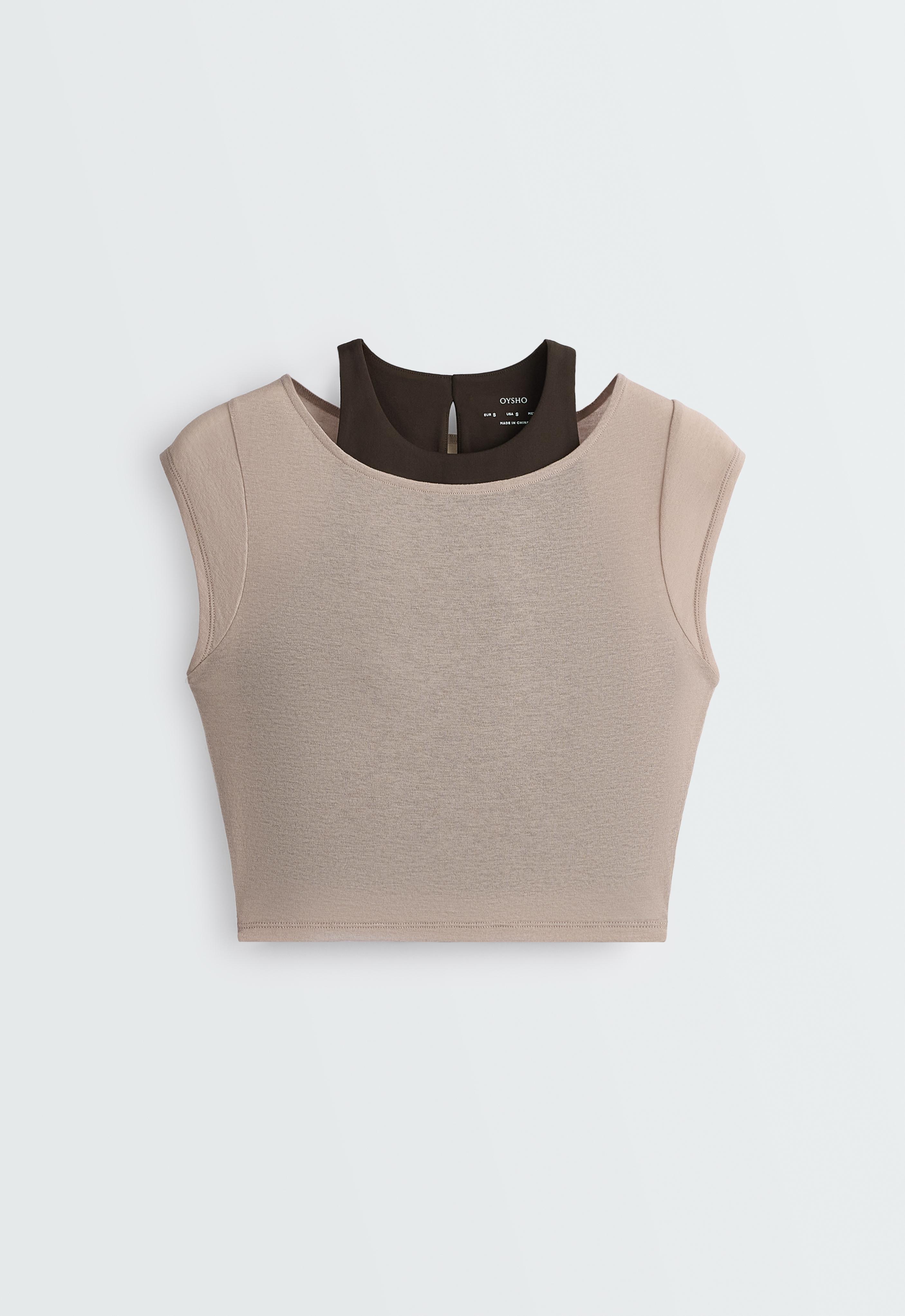 Comfortlux contrast overlay tank top — LIGHT STONE