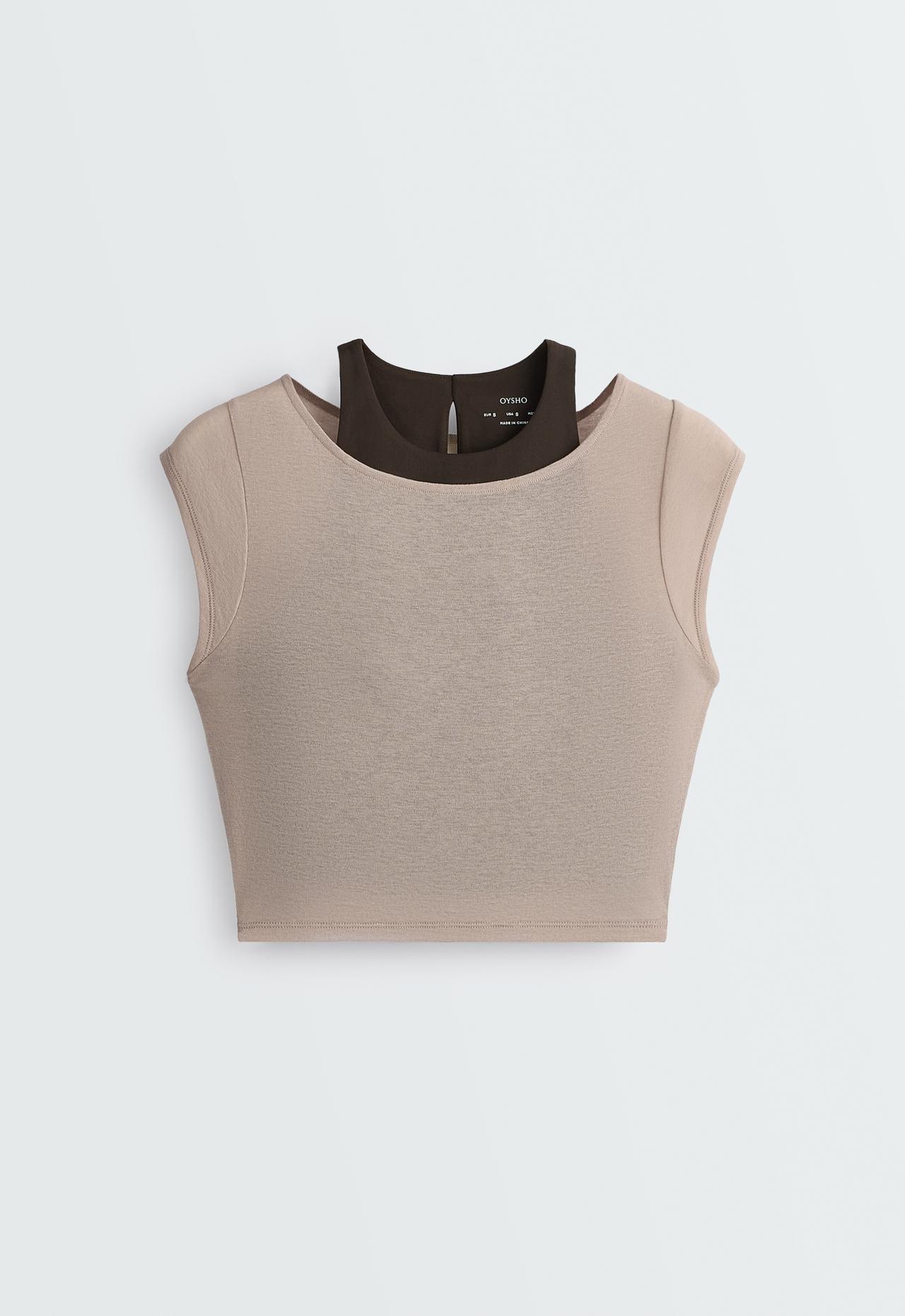 Comfortlux contrast overlay tank top — LIGHT STONE