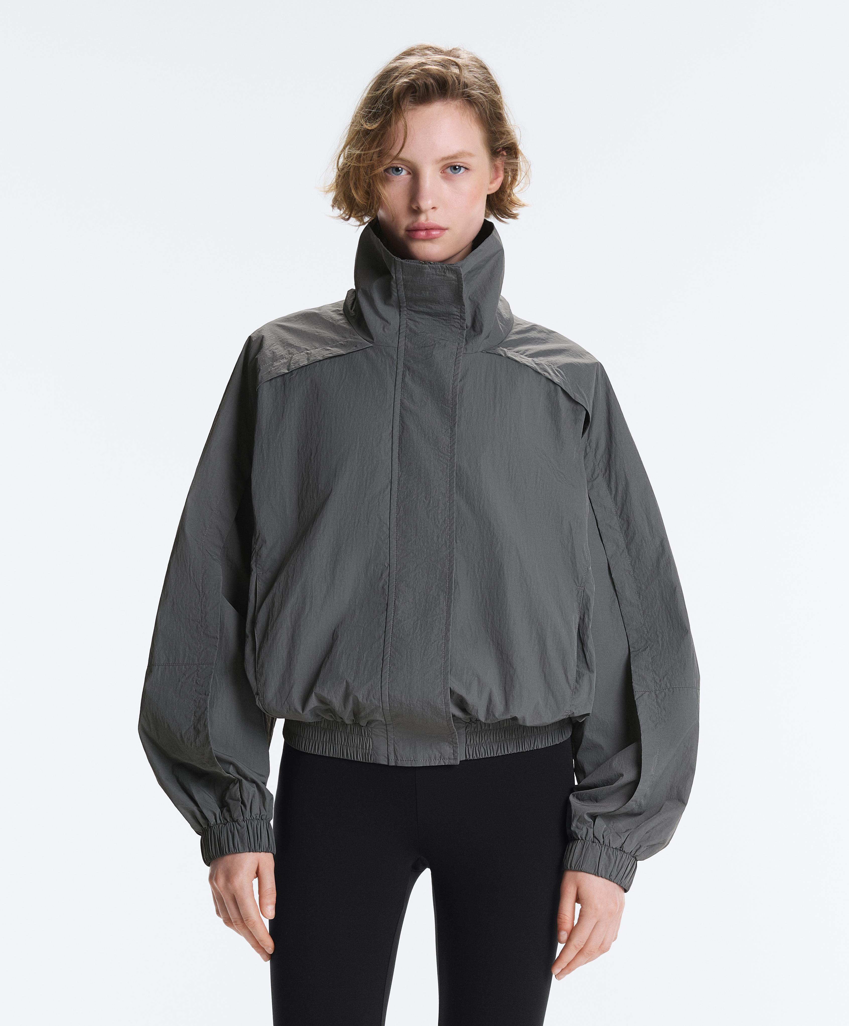 Water-repellent high-neck Track jacket — ASPHALT GREY