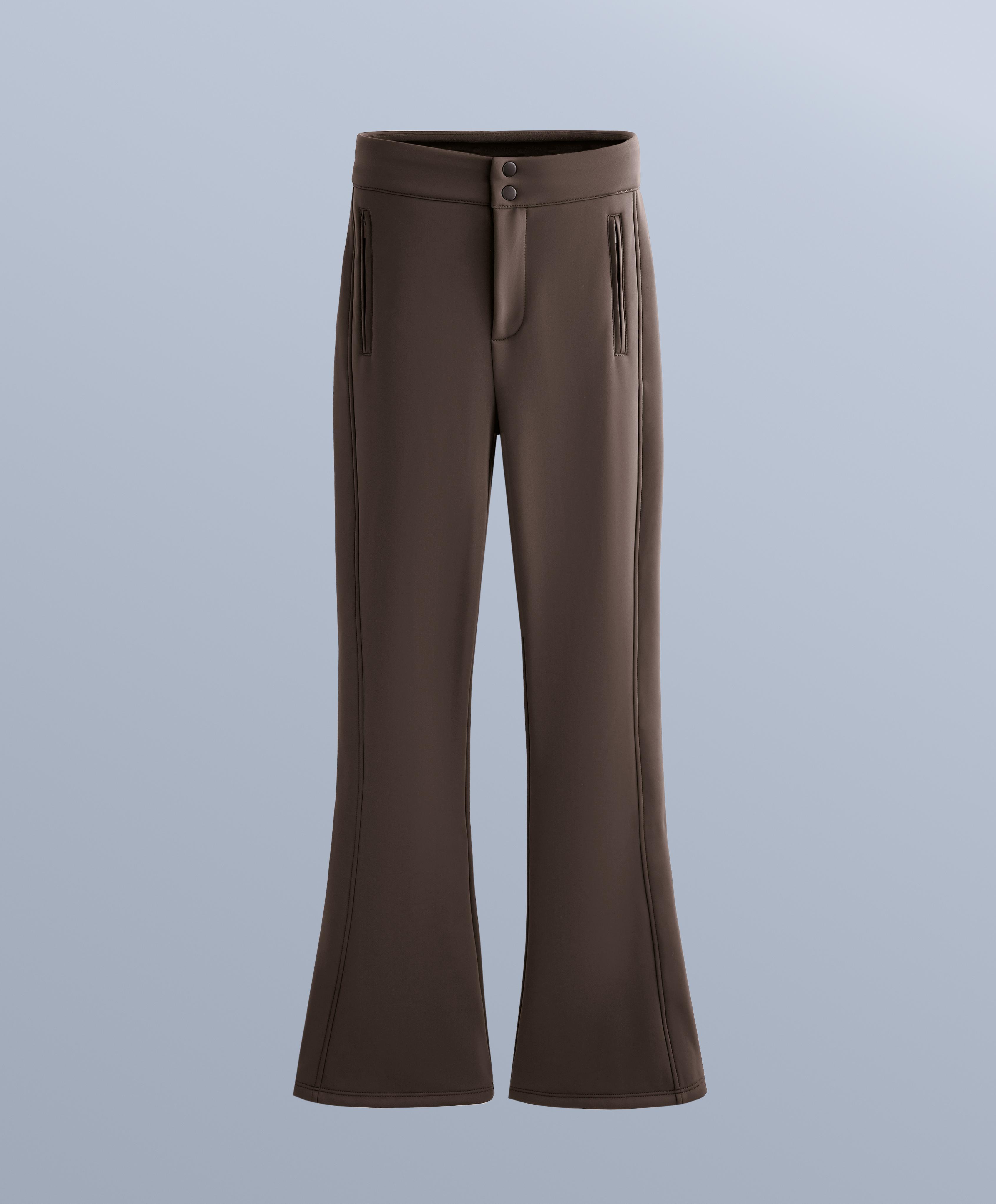 Water-resistant flare stretch SKI trousers — DARK BROWN