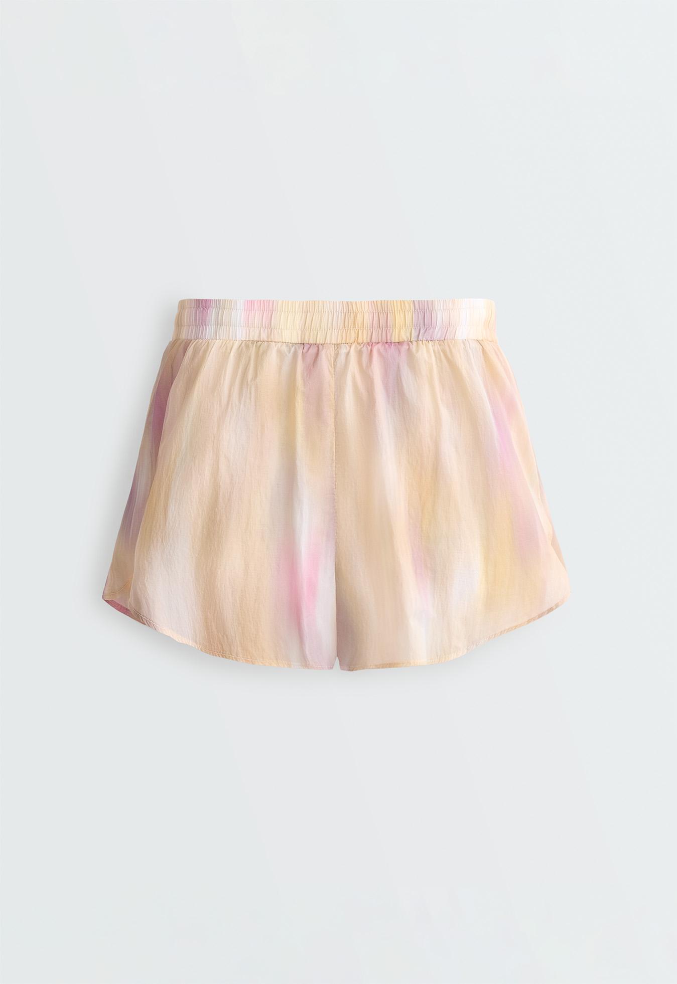 2-in-1 tie-dye mid rise technical shorts — VANILLA