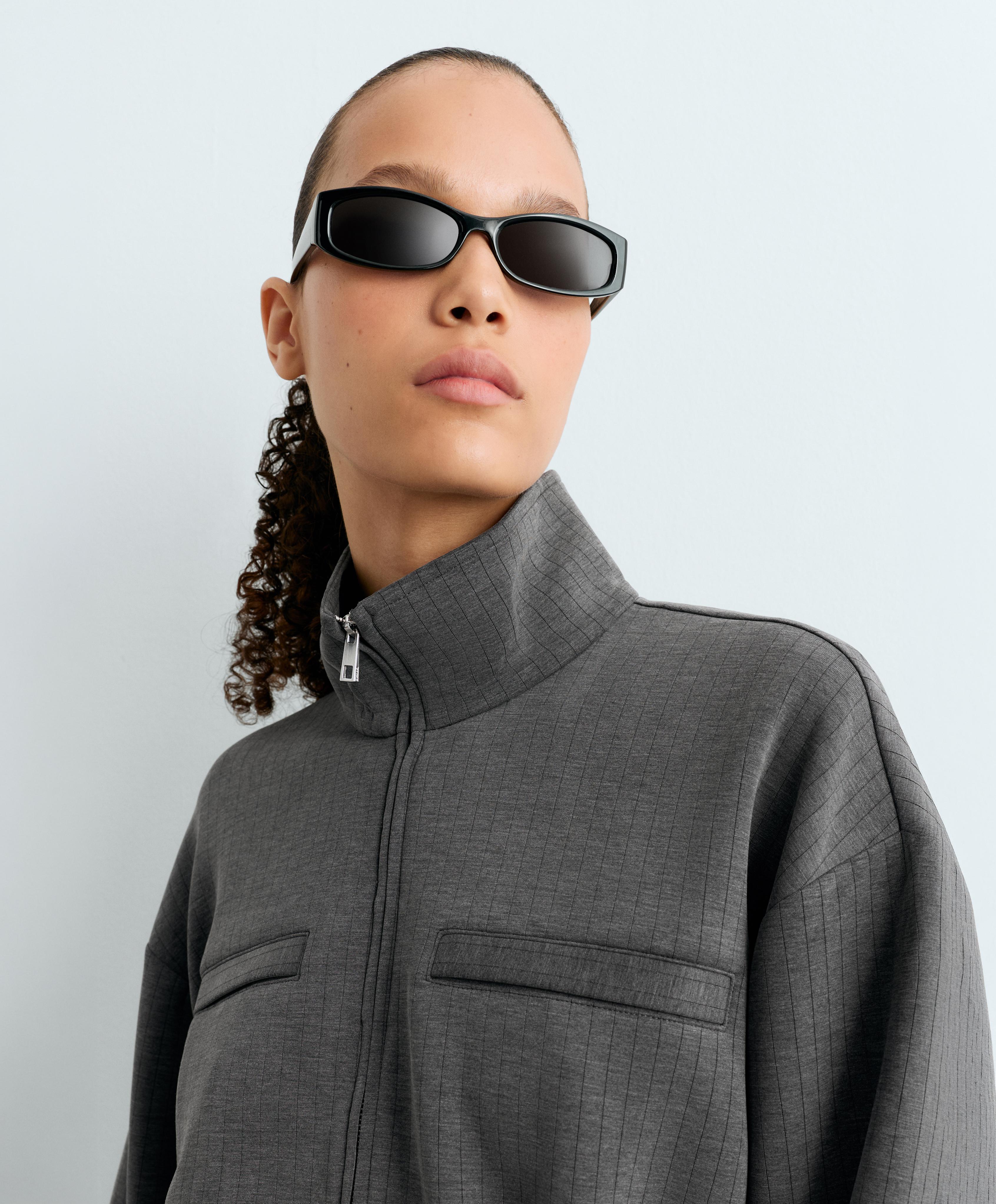 Short jacket with waist adjustment and modal — ASPHALT GREY