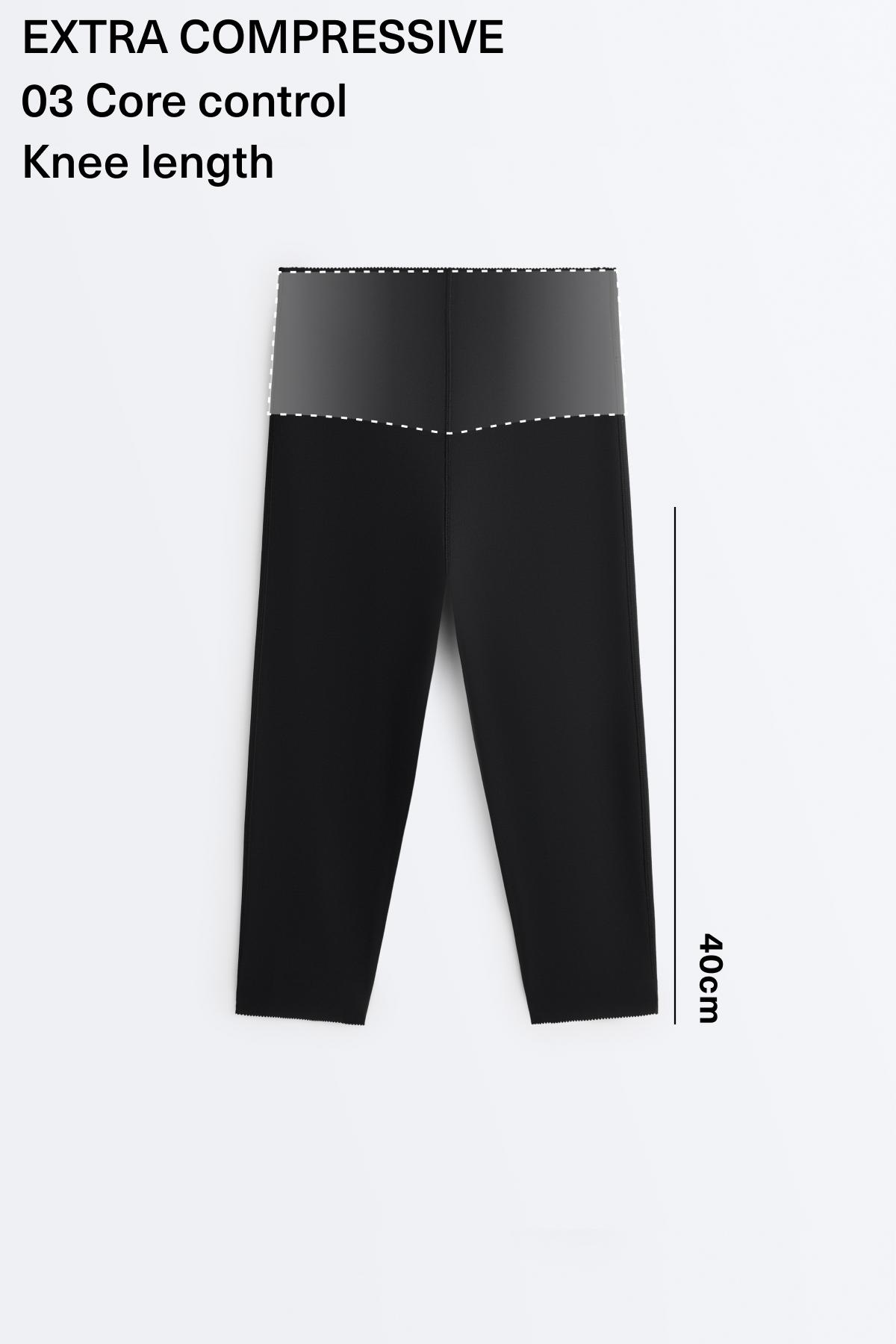 Extra Compressive core control 40cm knee-length leggings — BLACK