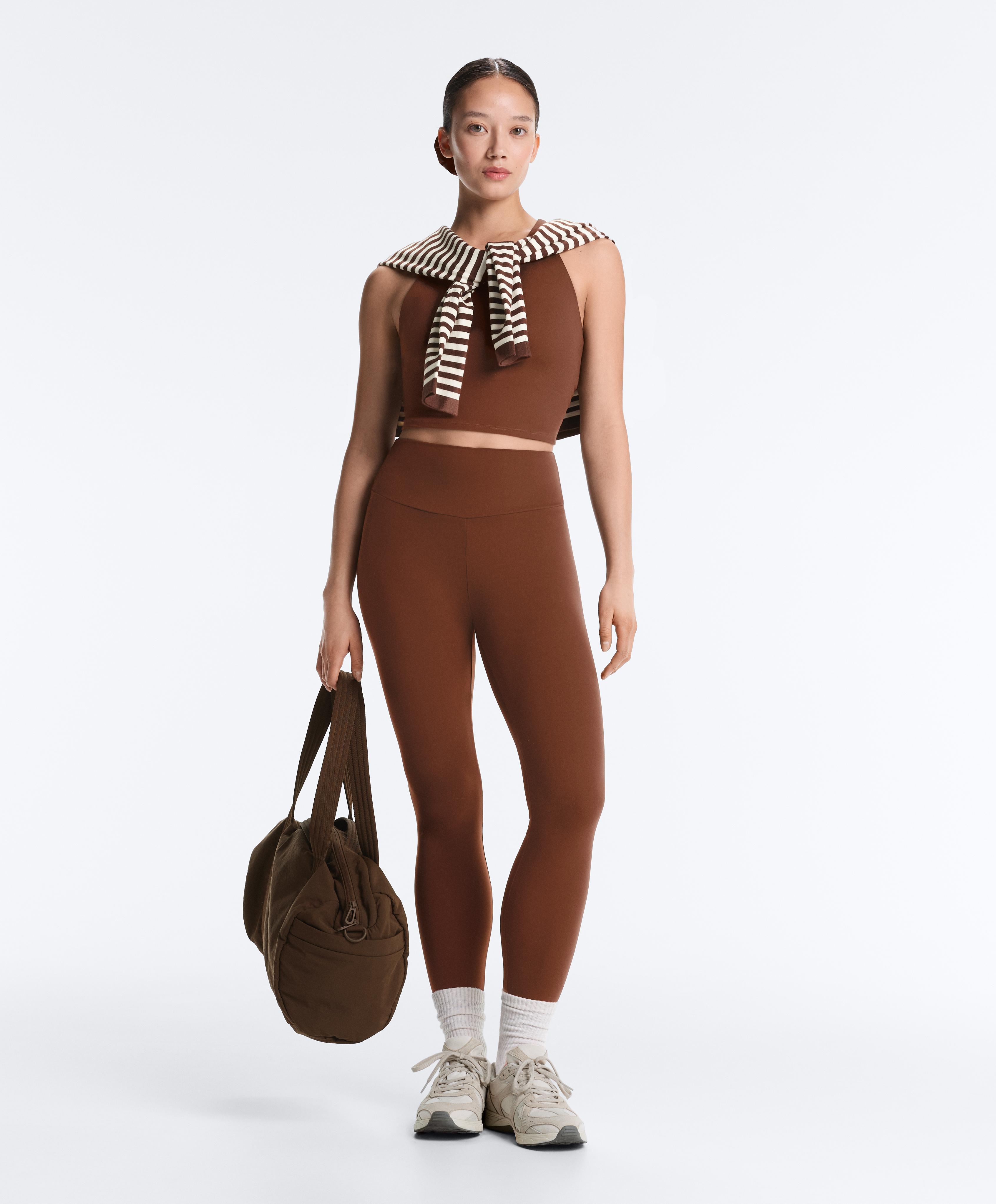 Comfortlux strappy tank top with cups — COFFEE