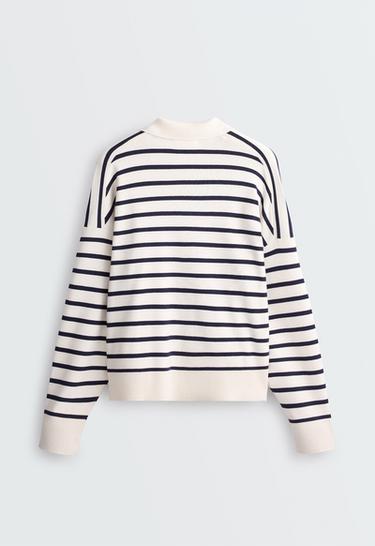 Striped knit polo — PALE ECRU 6