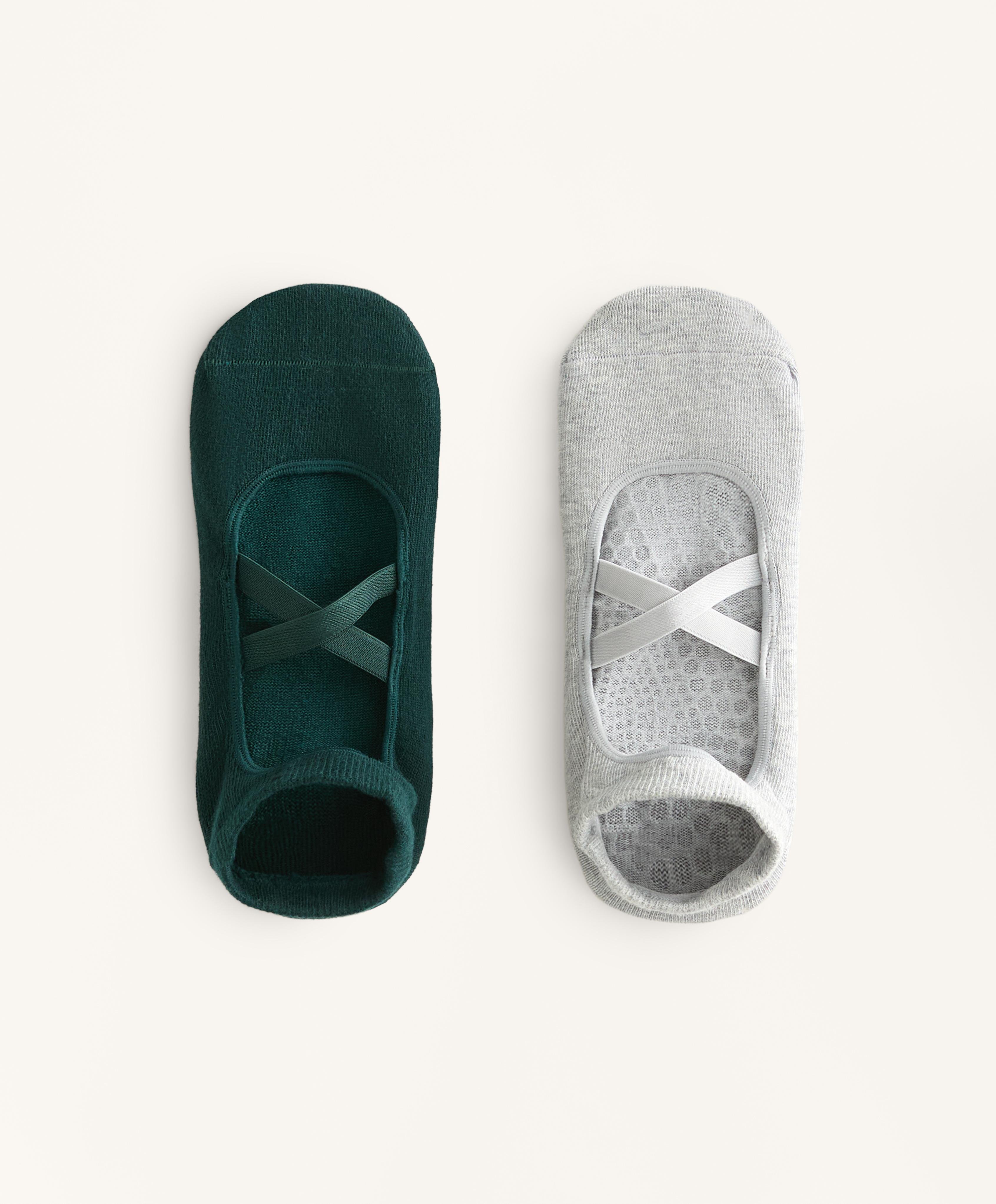 2 paires de chaussettes pour yoga et pilates en mélange de coton avec bandes élastiques croisées 2 paires de chaussettes pour yoga et pilates en mélange de coton avec bandes élastiques croisées