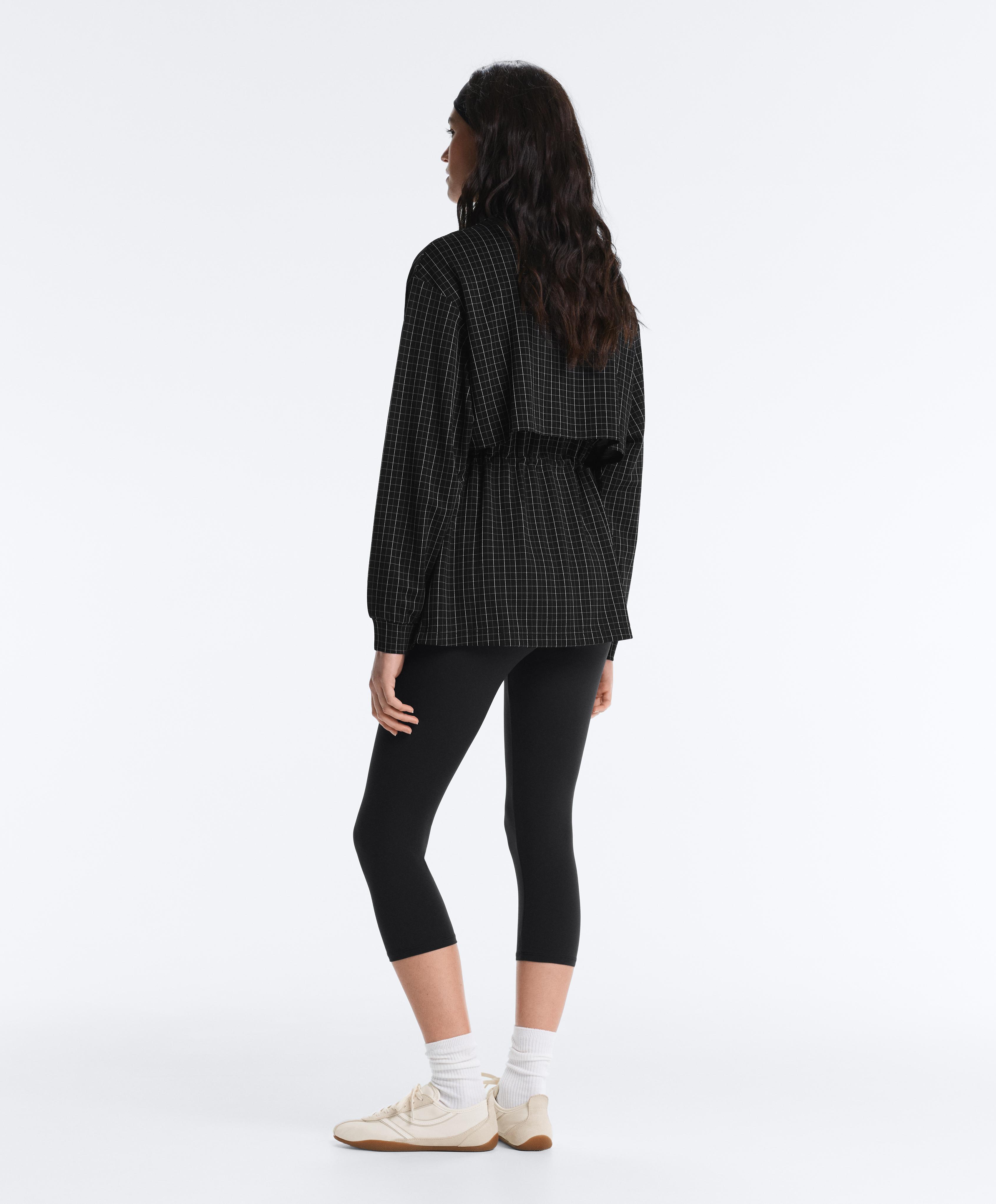 Long checked jacket — BLACK