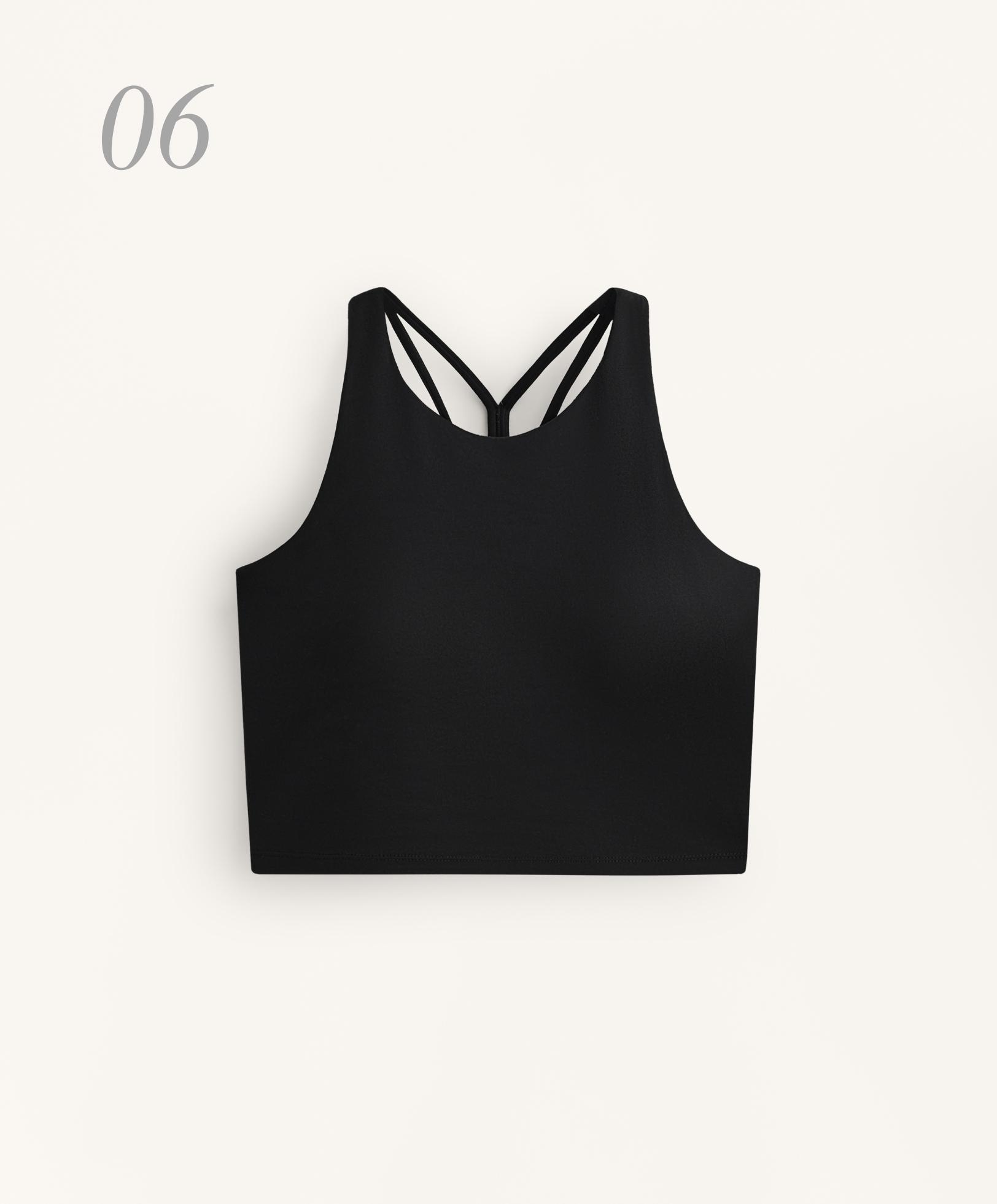 Comfortlux strappy tank top with cups — BLACK