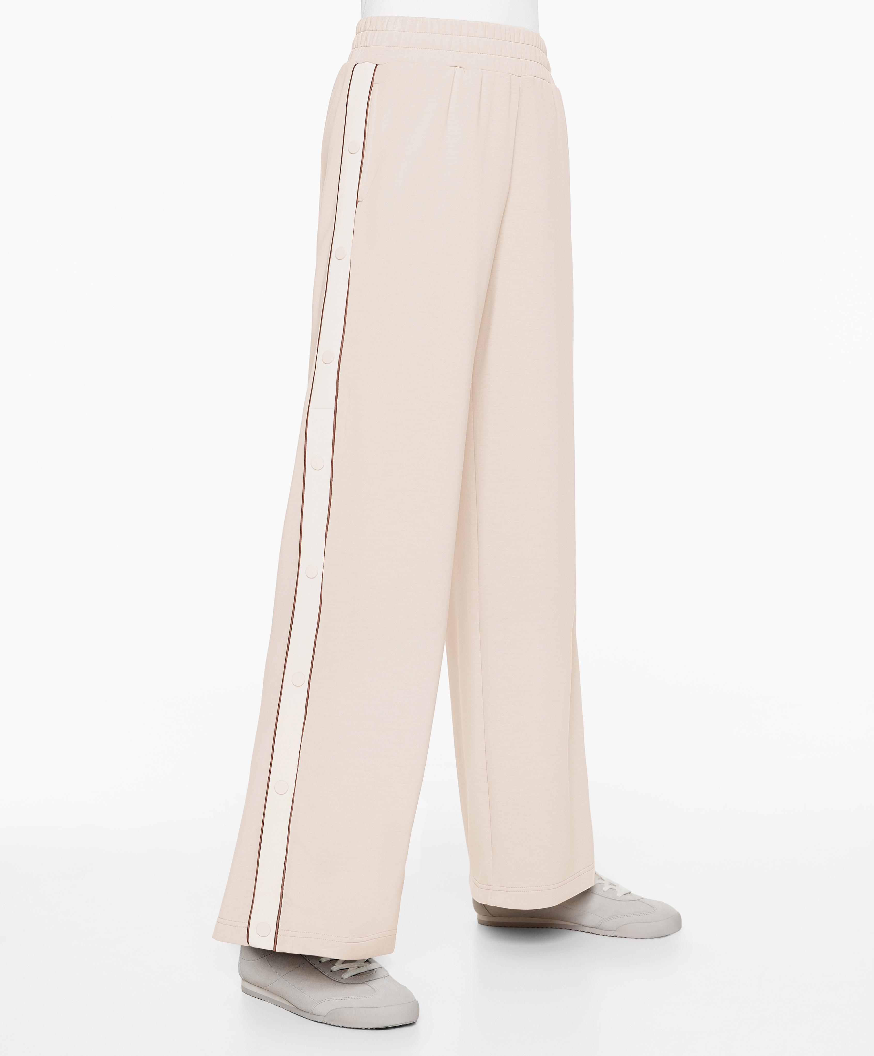 Wide-leg trousers with soft-touch modal, piping and buttons