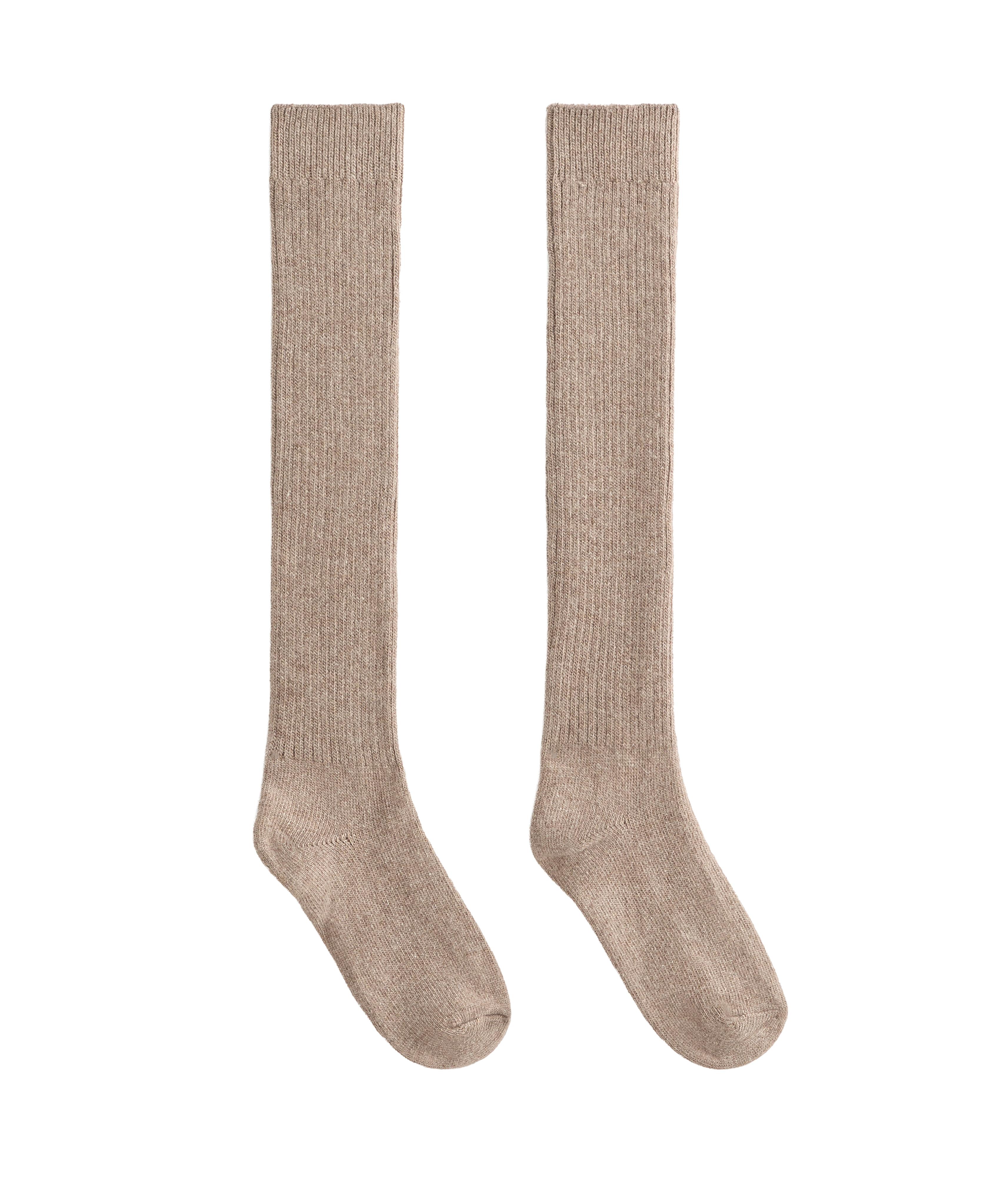 18% cashmere 13% wool long socks — TAN MELANGE