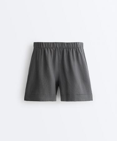 100% linen Bermuda shorts — STEEL GREY 7