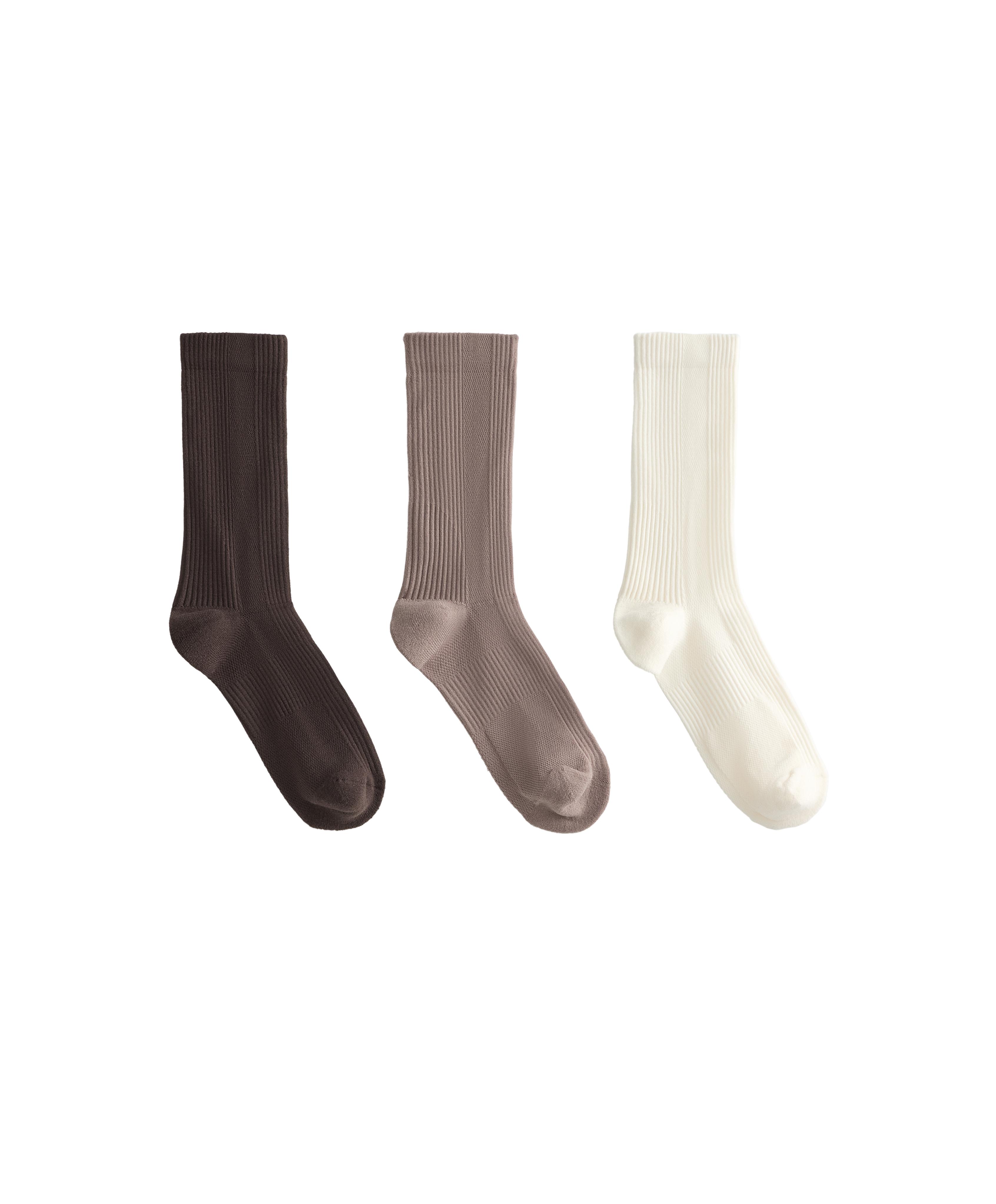 3 pairs of classic polyamide blend sports socks — BROWN