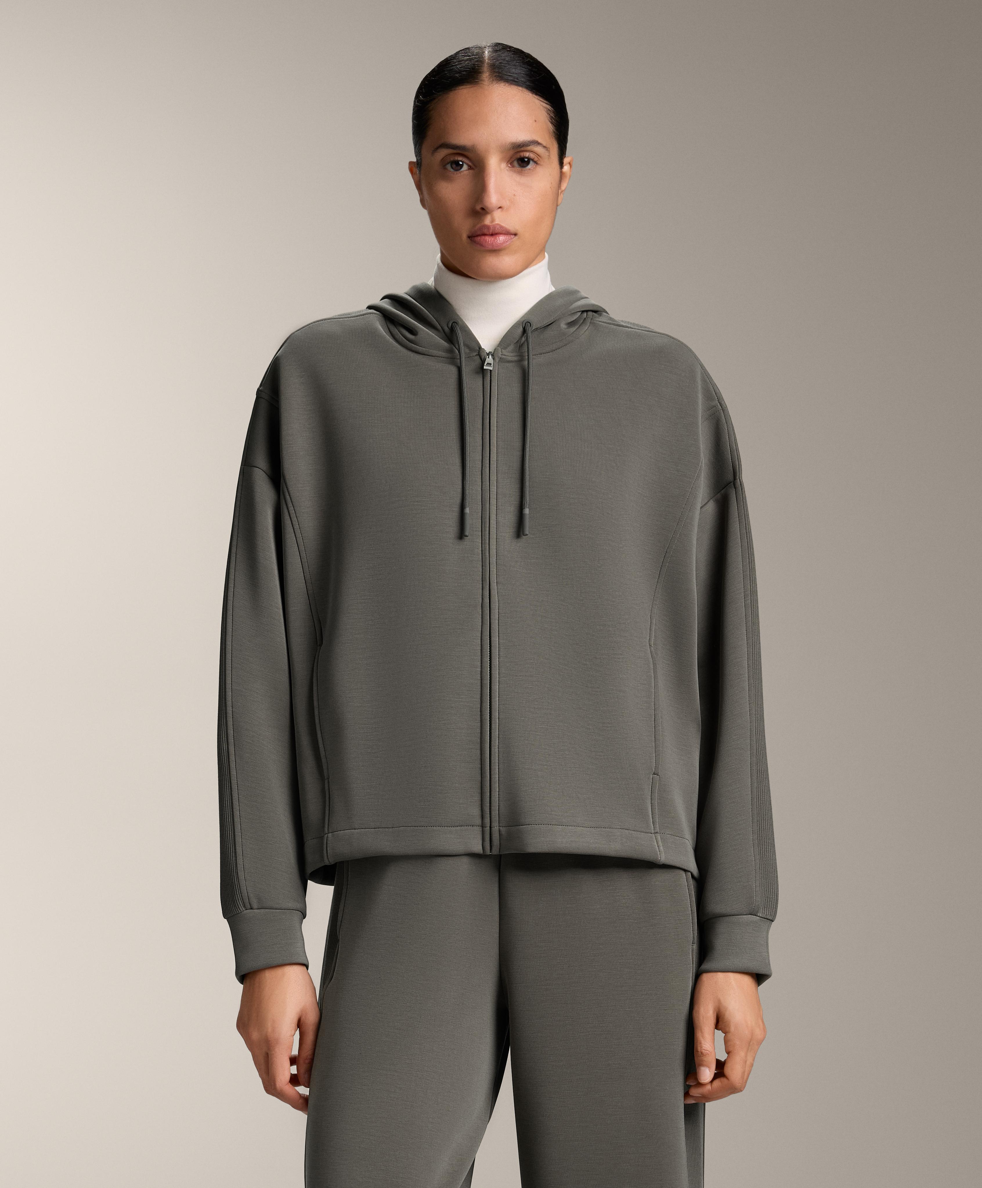 Hooded jacket with Rib details with Brushed modal Hooded jacket with Rib details with Brushed modal