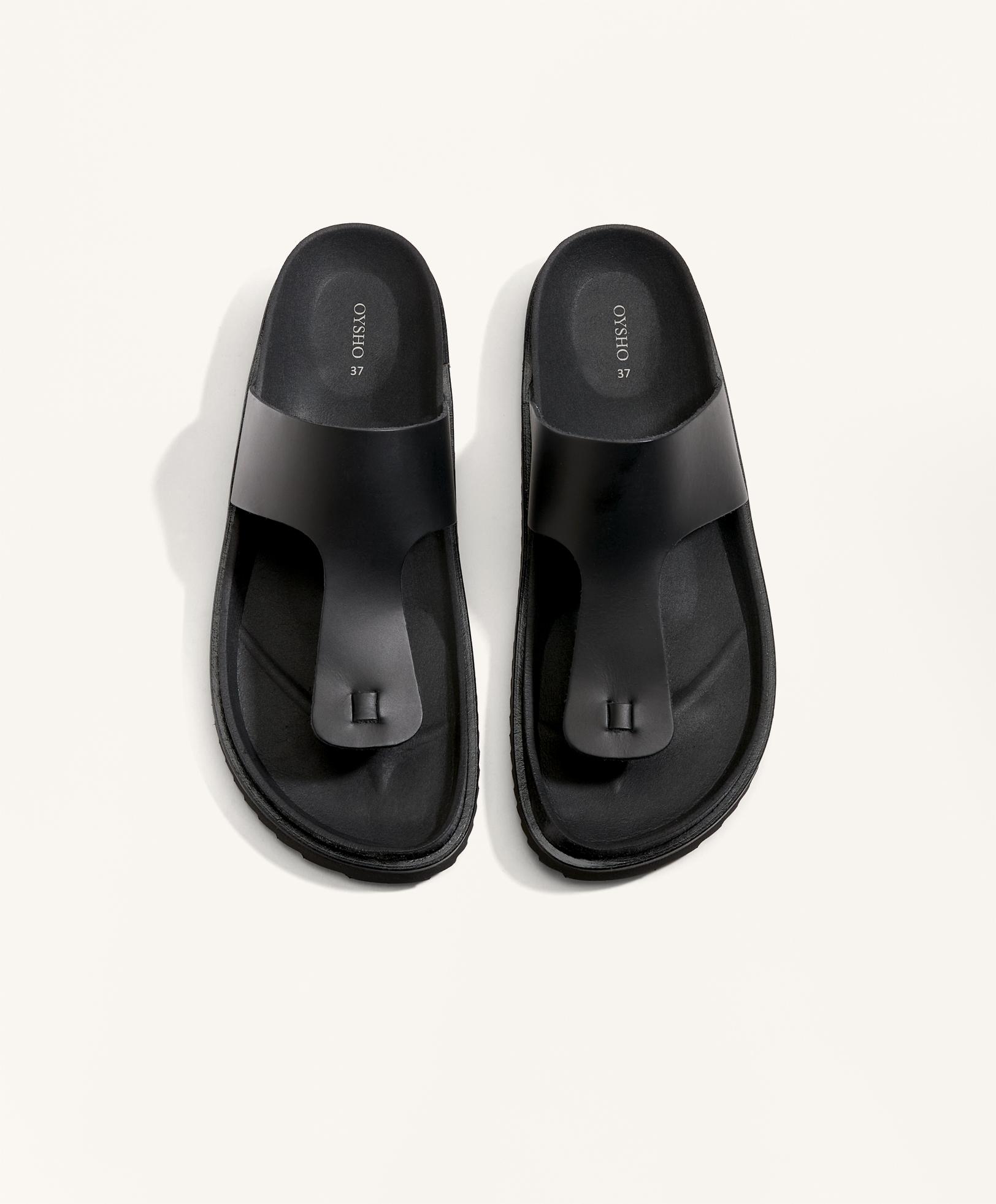 T-cut leather sandals - Sale