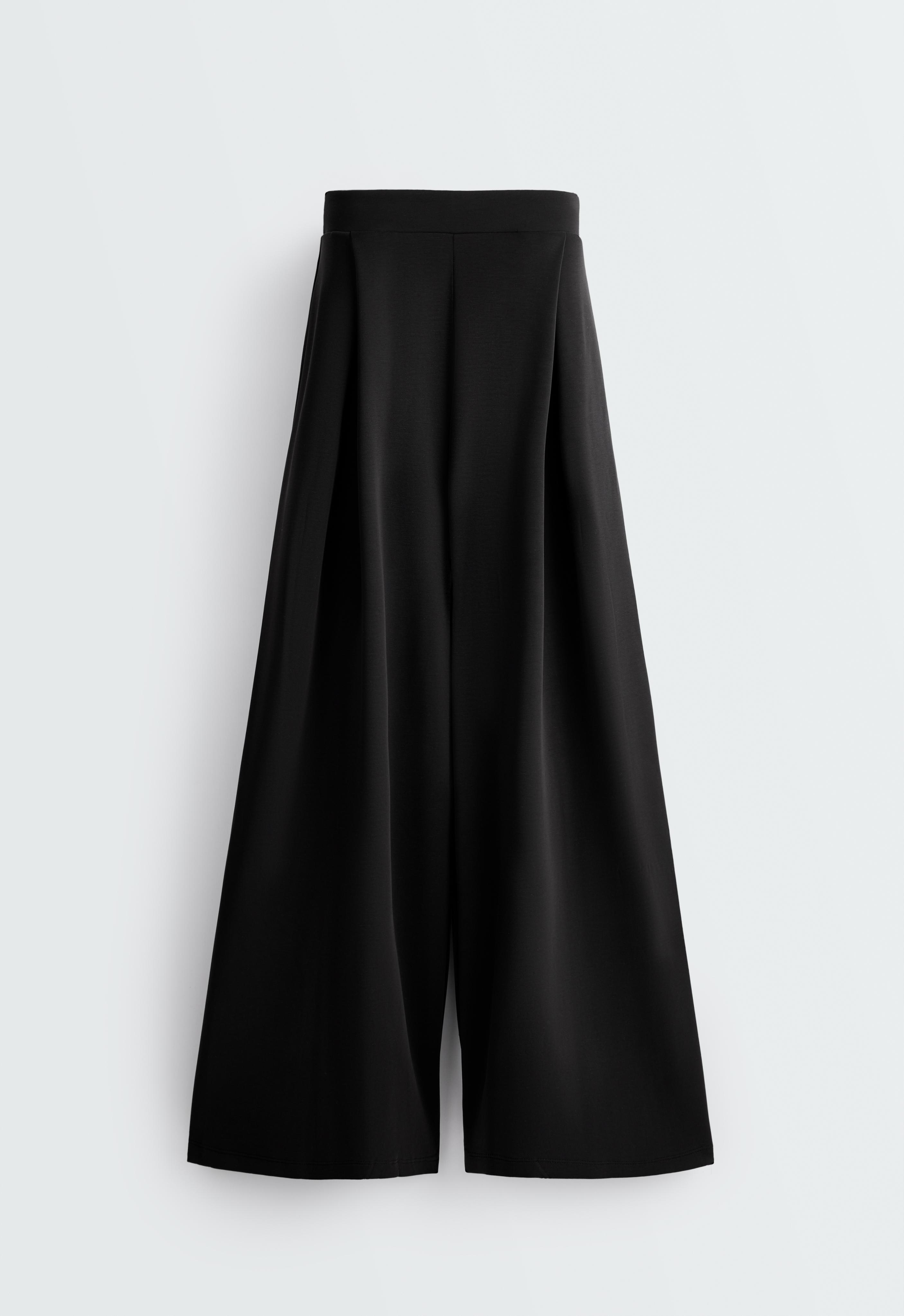 Soft-touch wide trousers with modal — BLACK