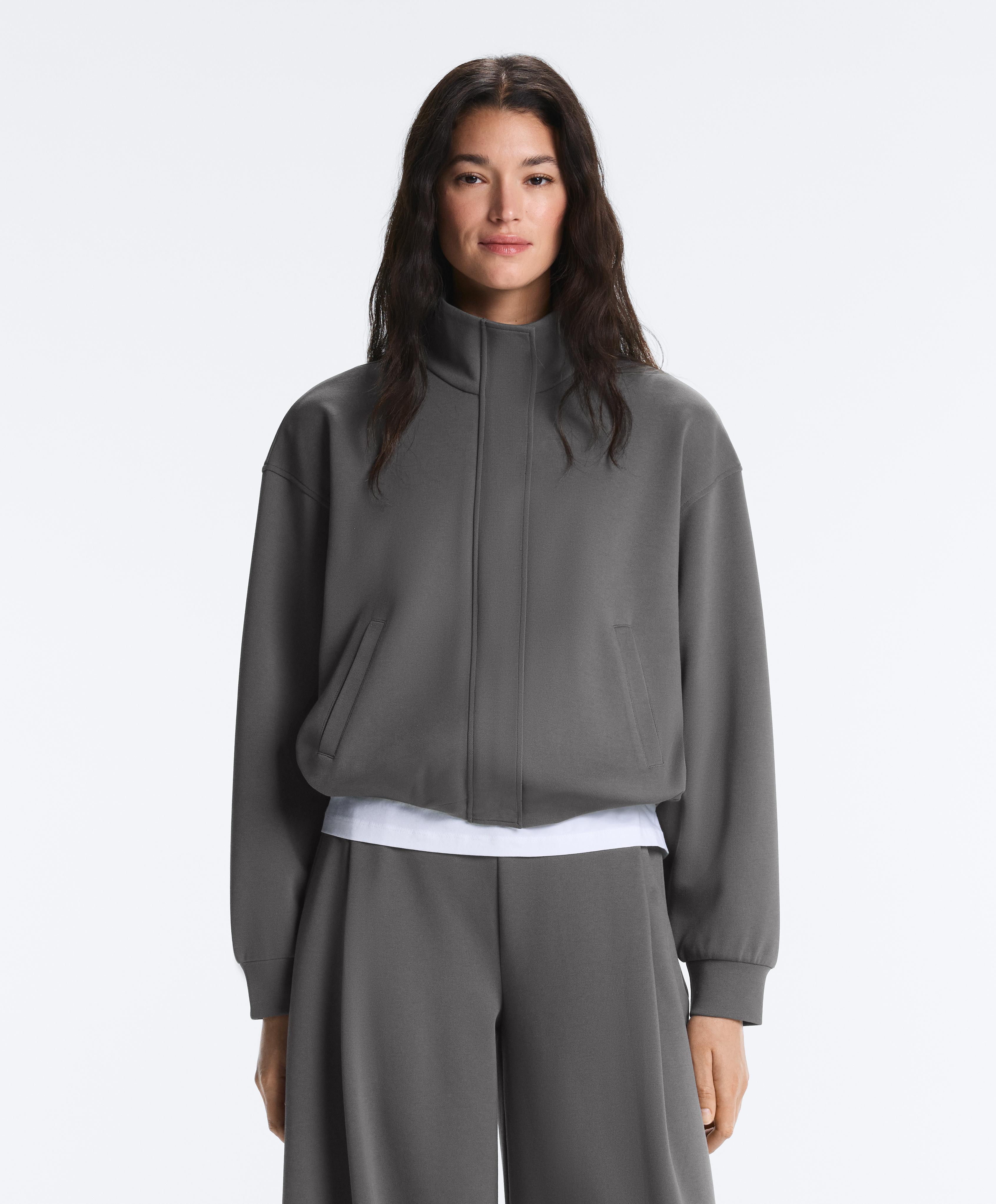 Piqué jacket with cotton — ASPHALT GREY