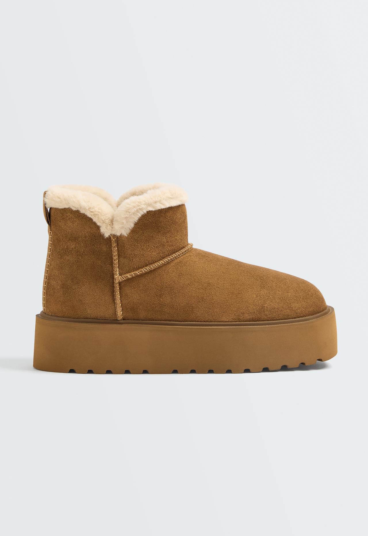 Leather platform boots — COGNAC
